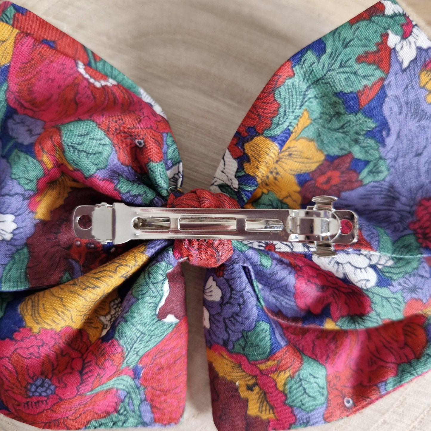 Vintage Liberty large hair bow - deep red floral print