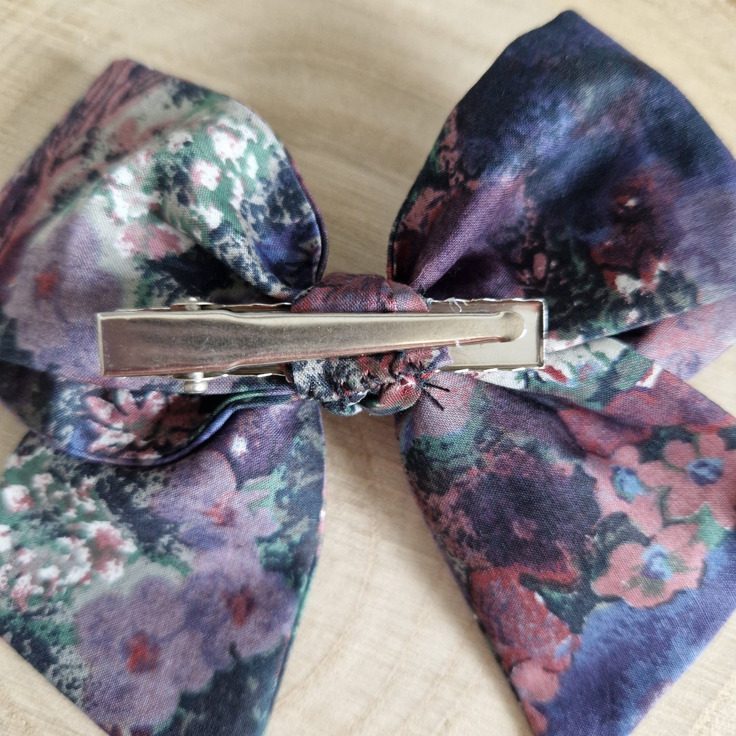 Vintage Liberty mini hair bow - purple floral print