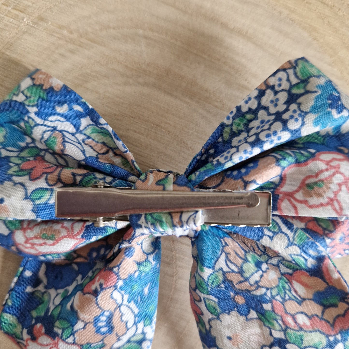Vintage Liberty mini hair bow - blue floral print