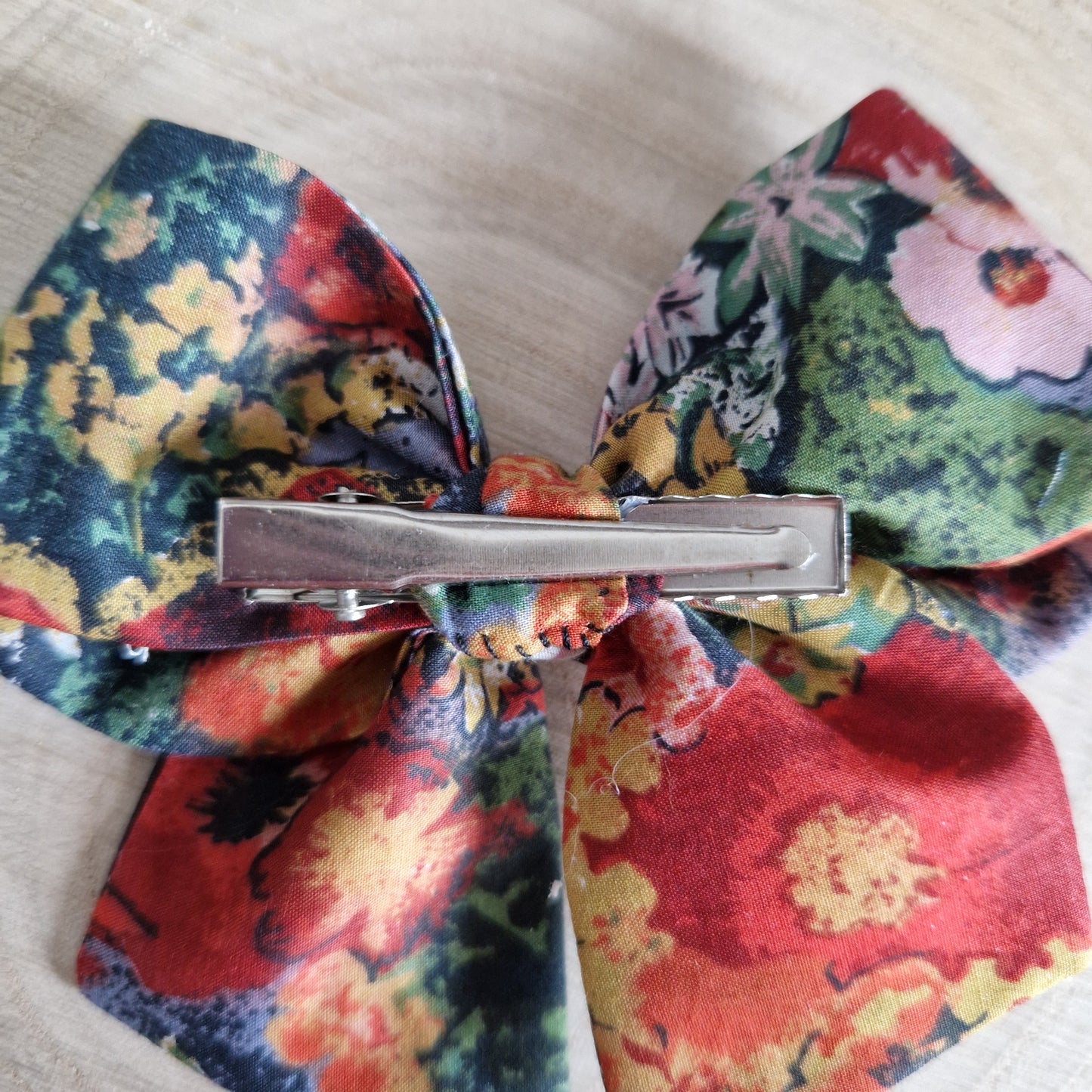 Vintage Liberty mini hair bow - orange floral print