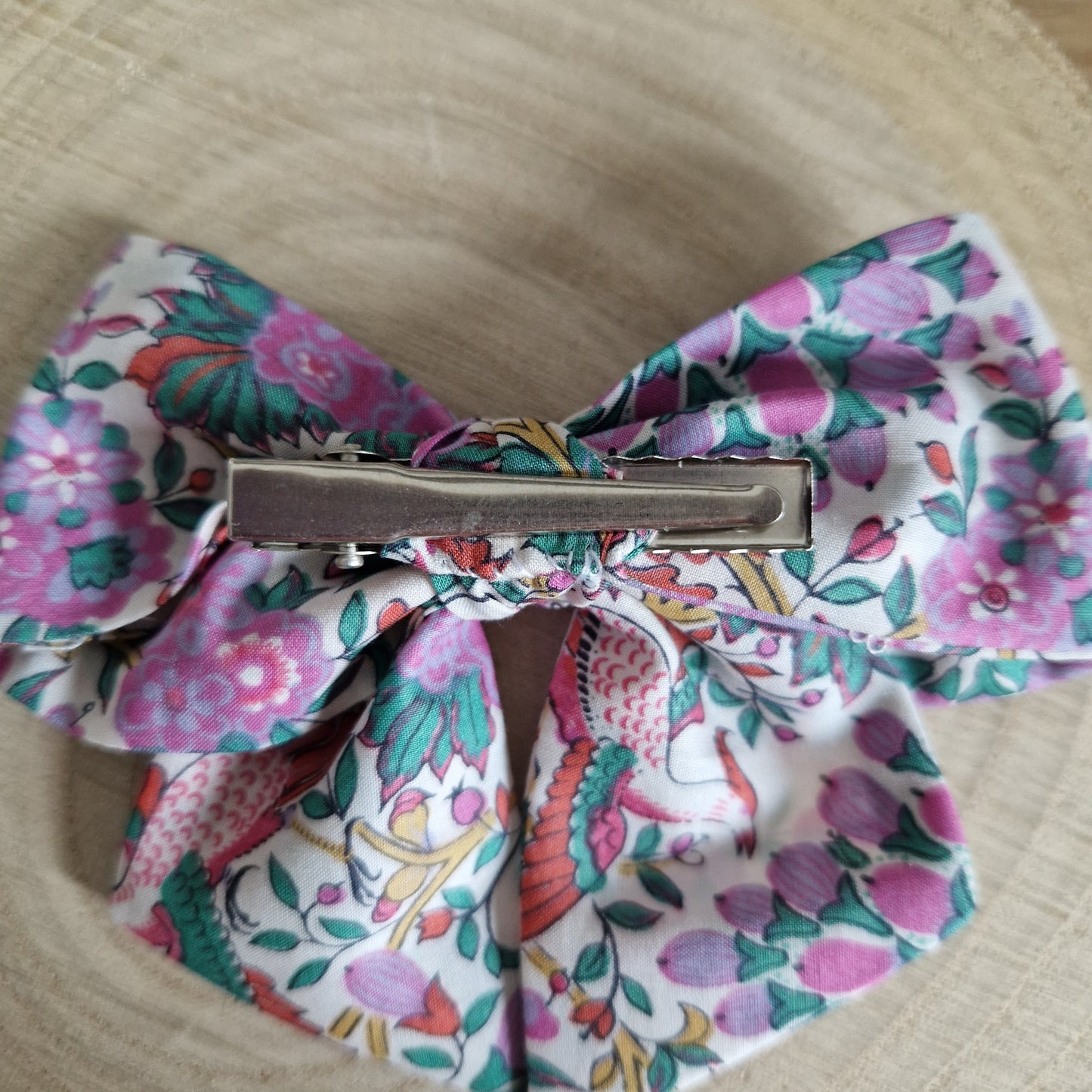 Vintage Liberty mini hair bow - lilac bird print