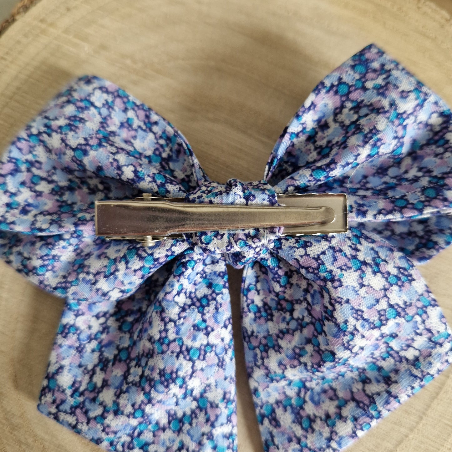 Vintage Liberty mini hair bow - blue ditsy floral print