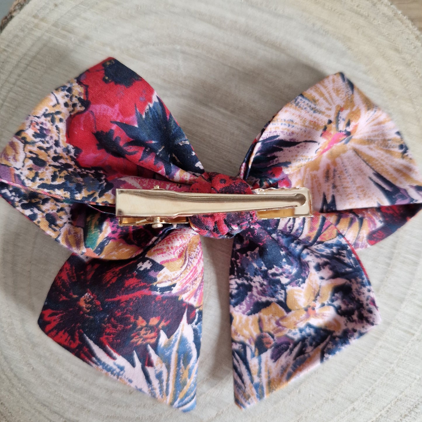 Vintage Liberty mini hair bow - peach floral print