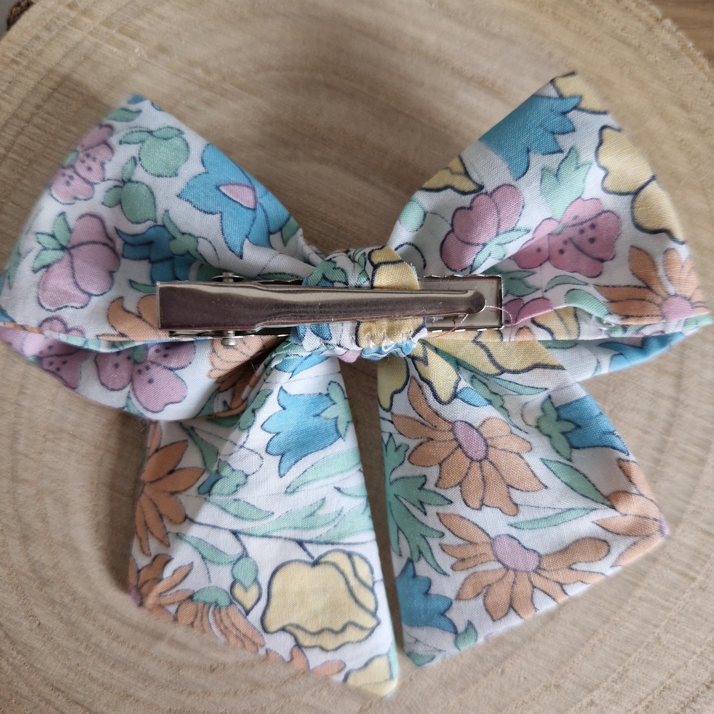 Vintage Liberty mini hair bow - yellow floral print