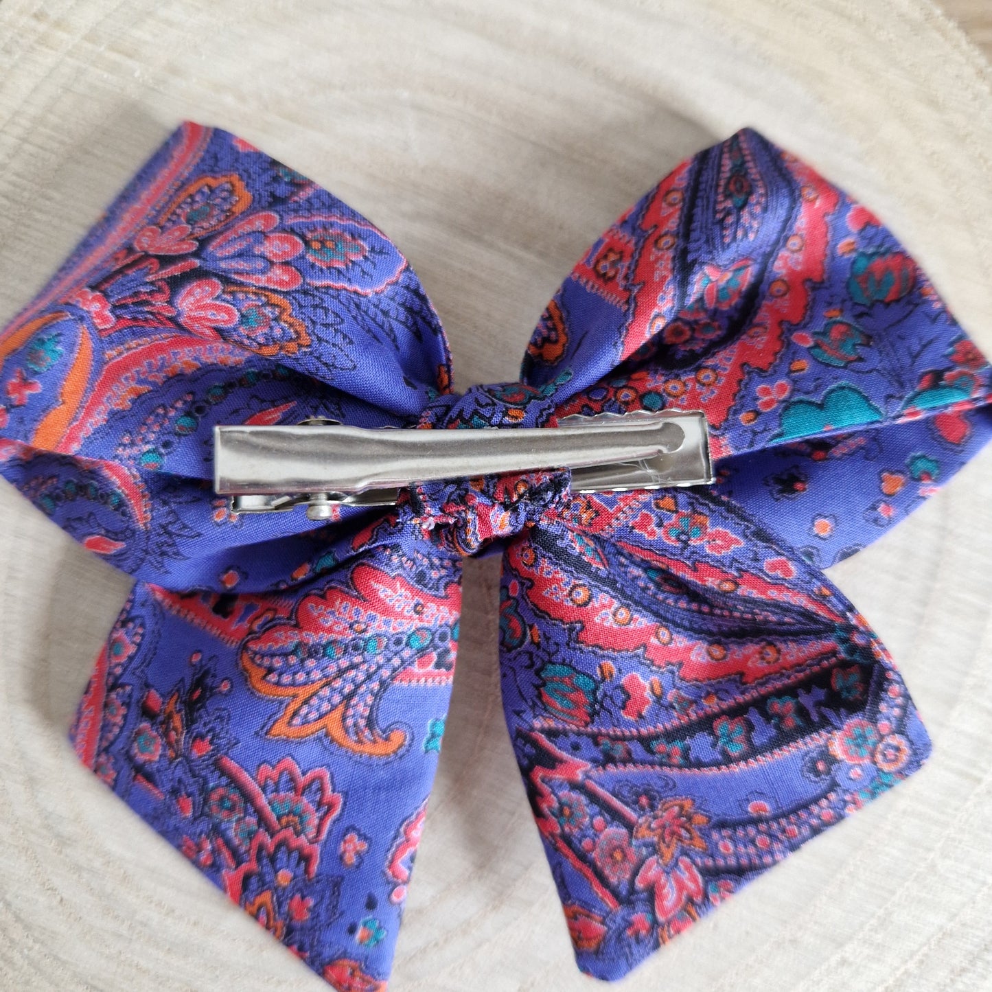 Vintage Liberty mini hair bow - purple paisley print