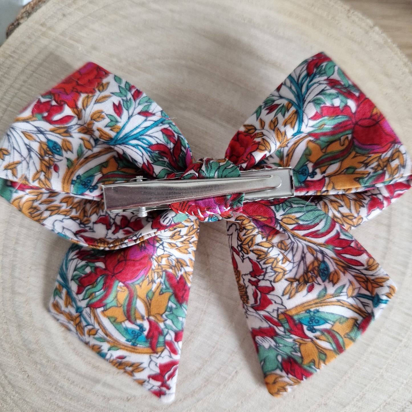 Vintage Liberty mini hair bow - red floral print