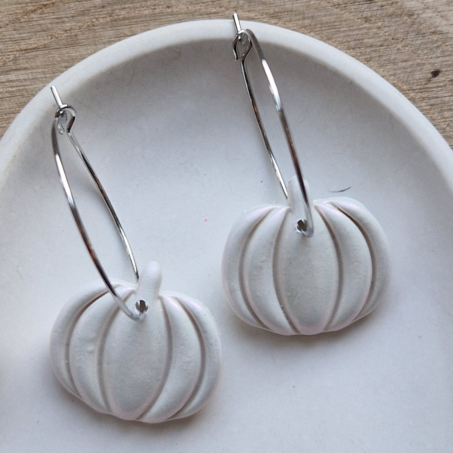 Clay Pumpkin Earrings - Midnight in Pearl Pink