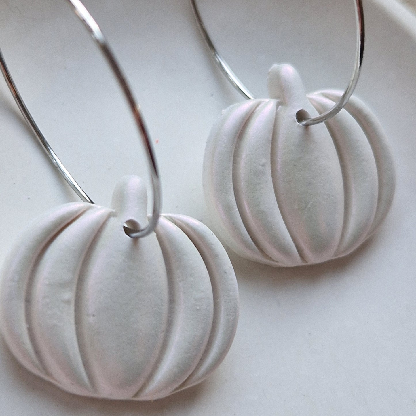Clay Pumpkin Earrings - Midnight in Pearl Pink