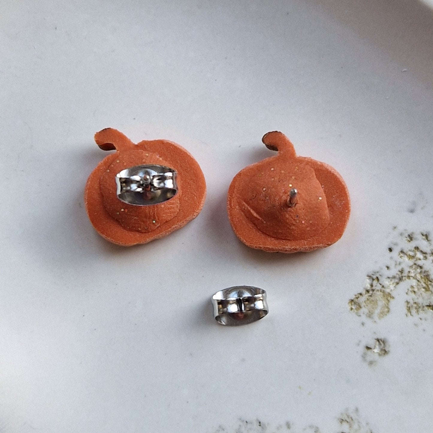 Clay Pumpkin Stud Earrings - Cheeky in Orange