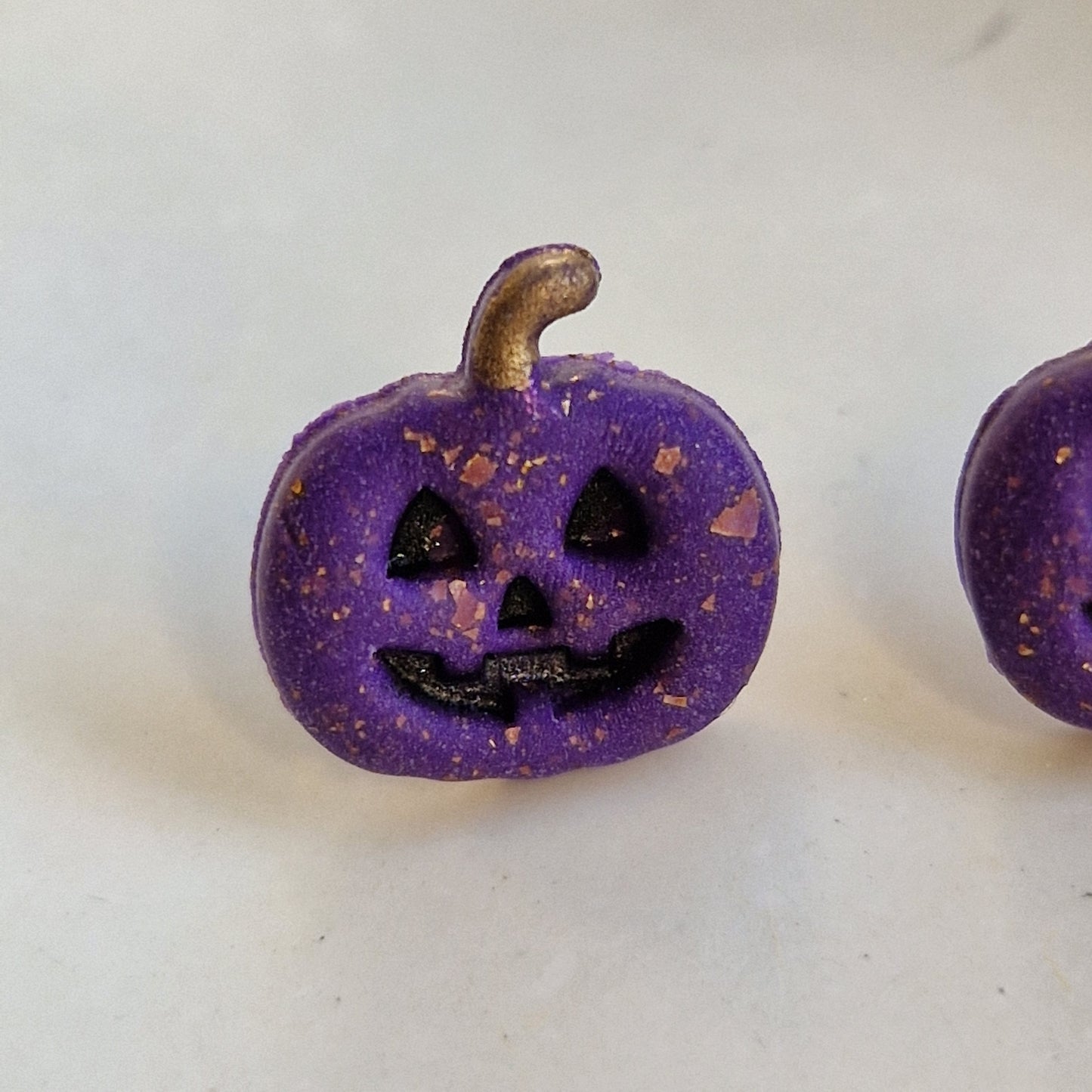 Clay Pumpkin Stud Earrings - Cheeky in Purple