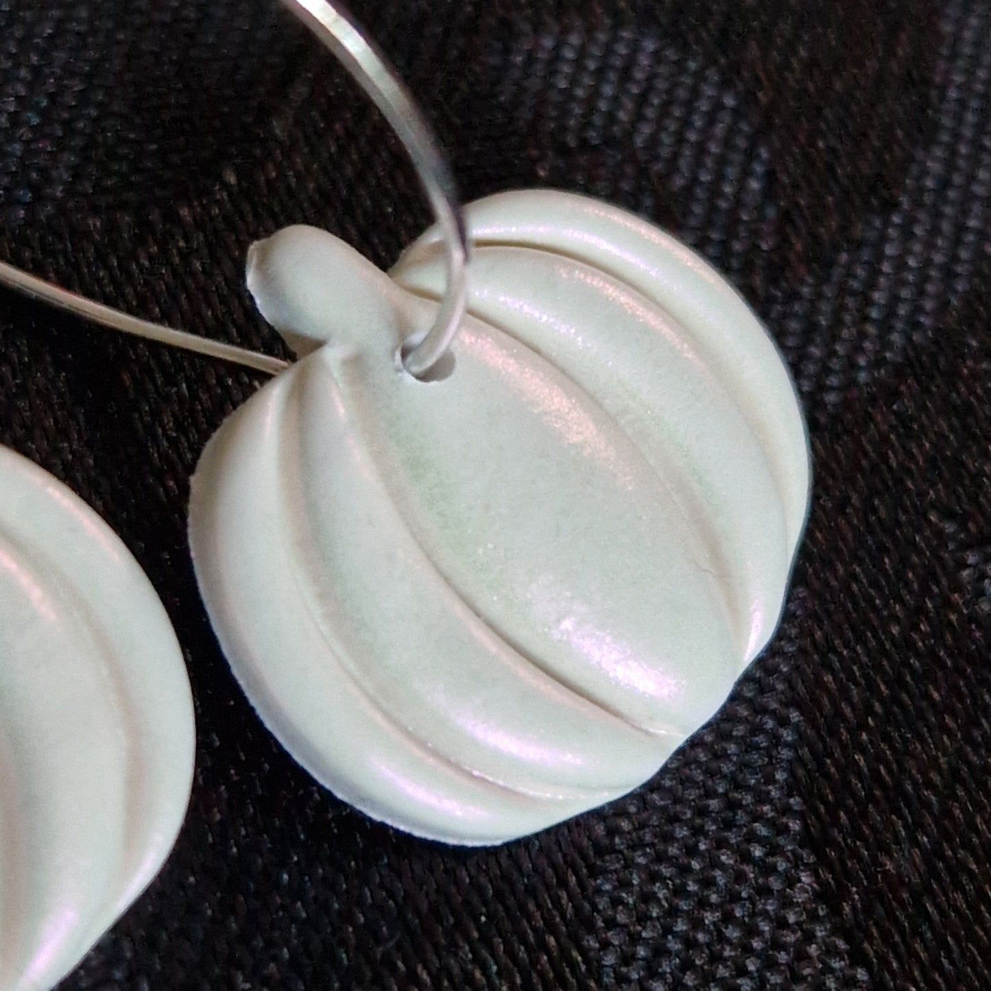 Clay Pumpkin Earrings - Midnight in Pearl Pink