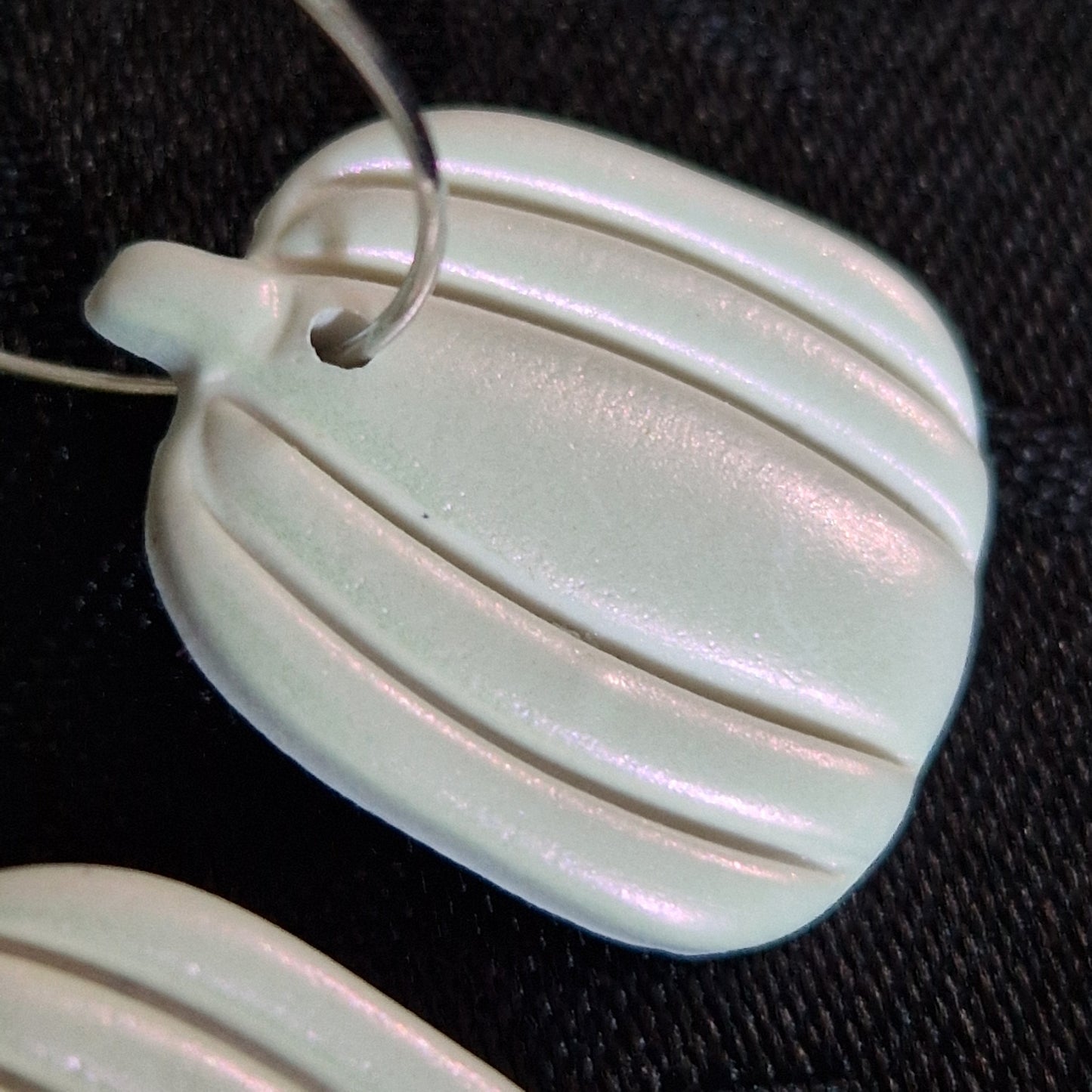 Clay Pumpkin Earrings - Witchy in Pearl White