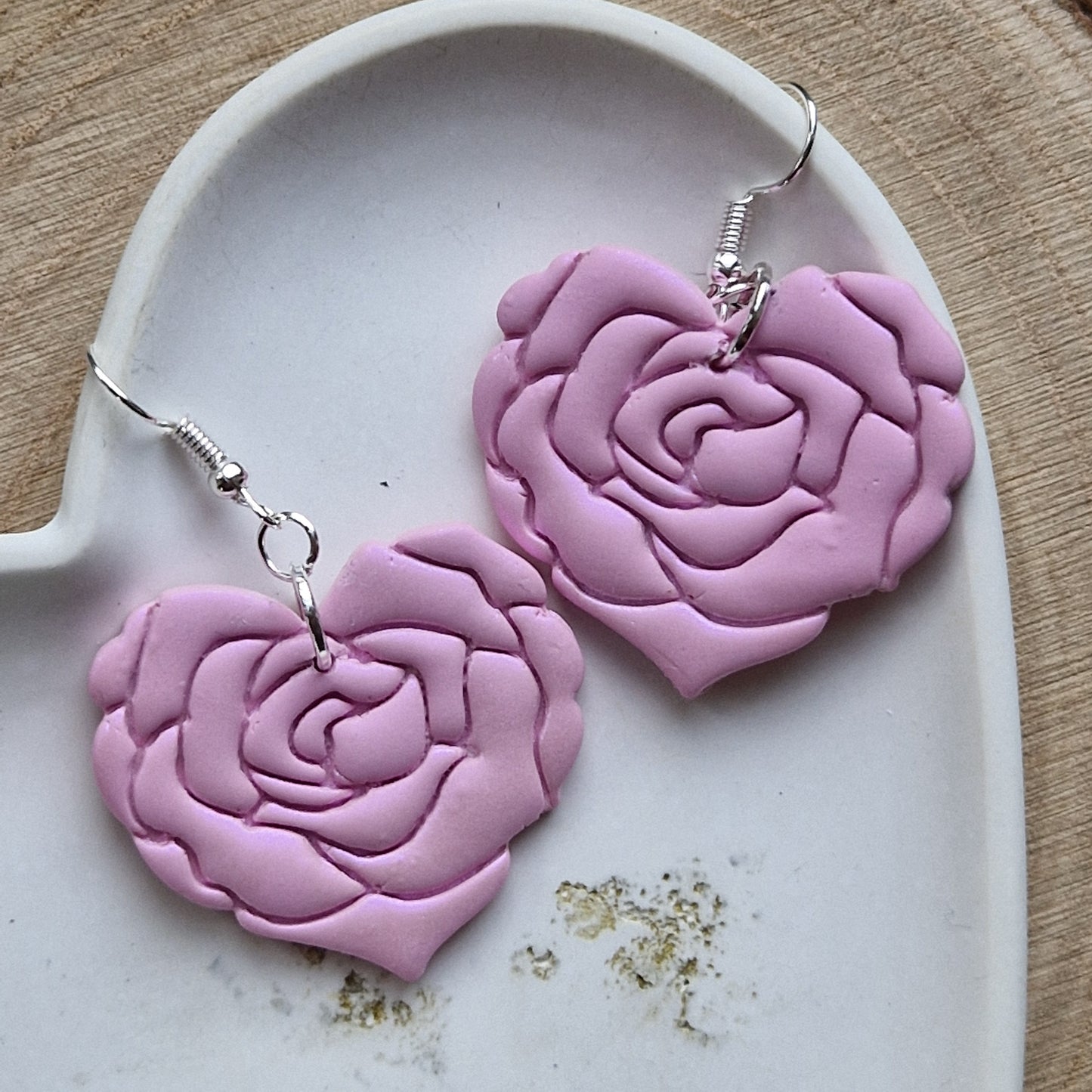 Clay Heart Earrings - Giovana in Pink Pearl