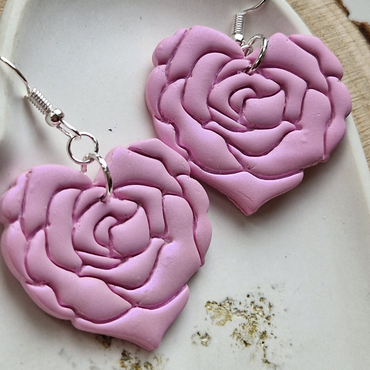 Clay Heart Earrings - Giovana in Pink Pearl