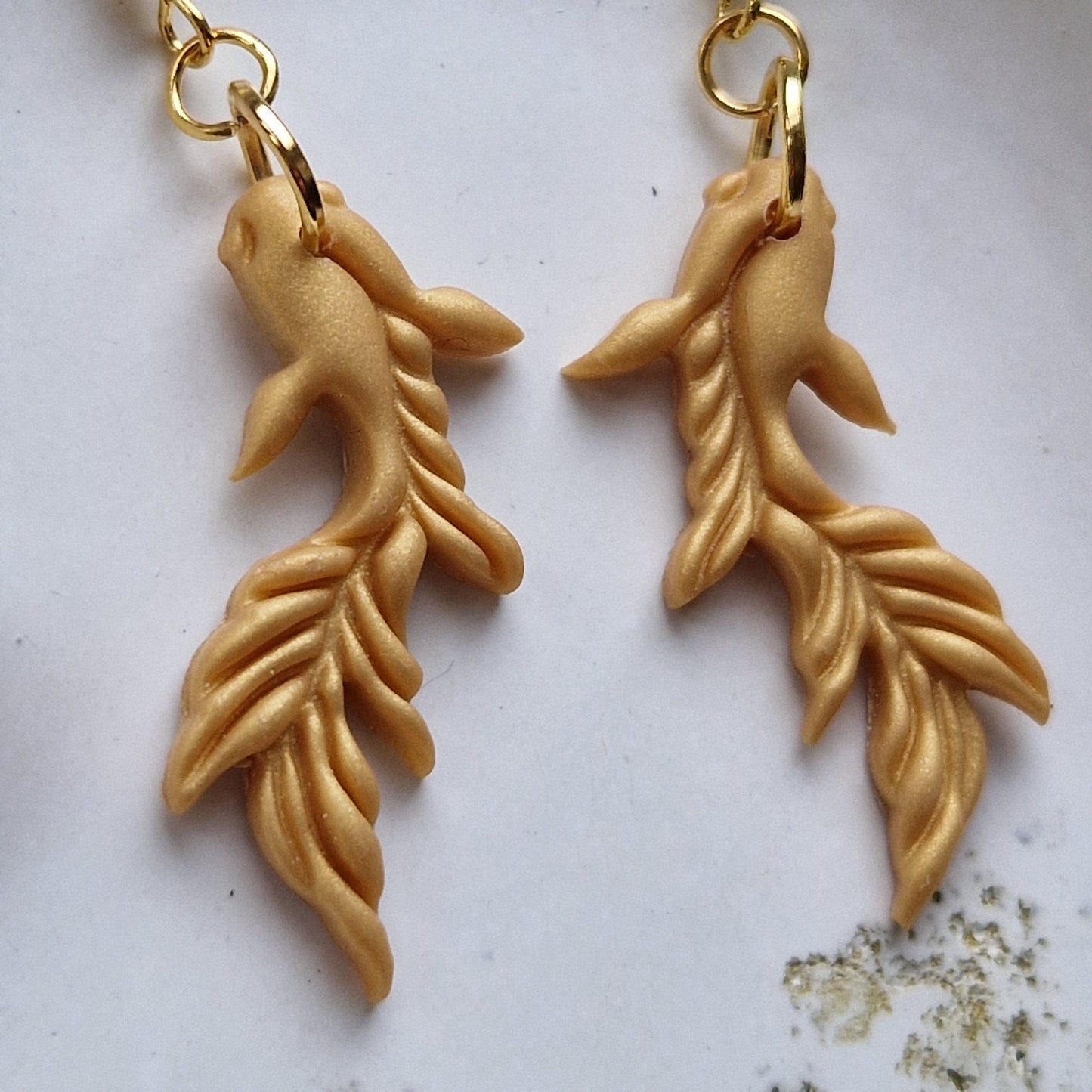 Clay Koi Earrings - Perseus in Gold