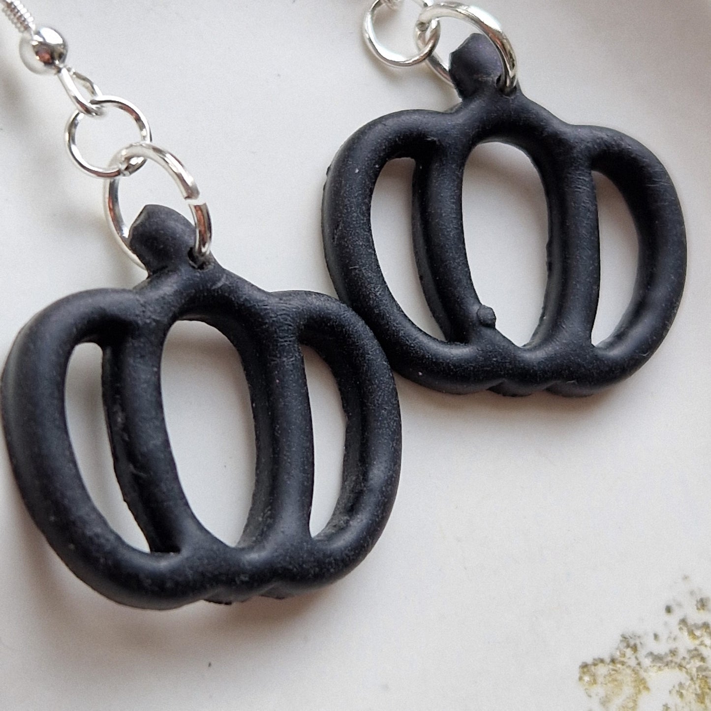 Clay Pumpkin Earrings - Treat in Black