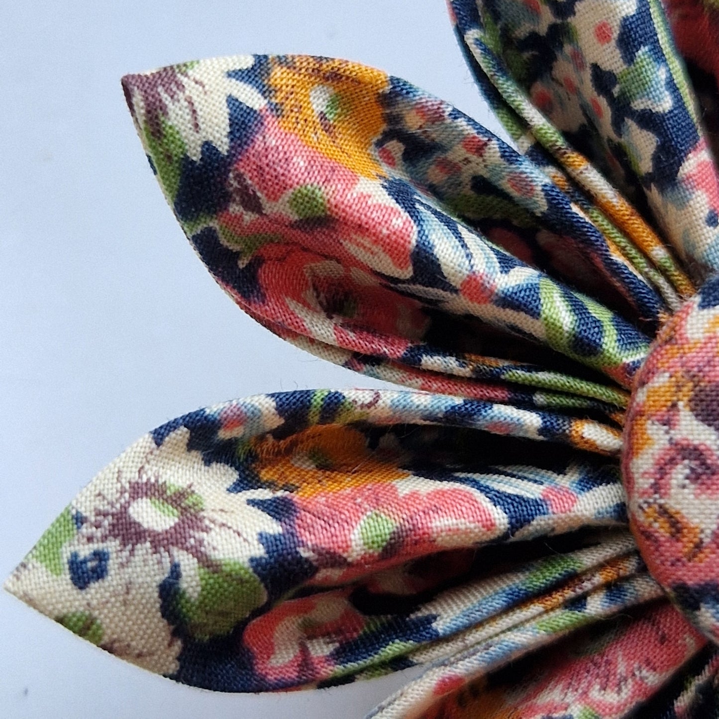 Posy - Vintage Liberty fabric kanzashi-style flower brooch - orange floral print