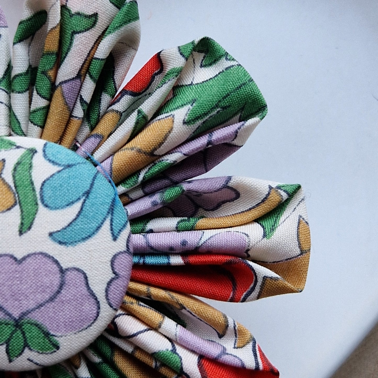 Viola - Vintage Liberty fabric kanzashi-style flower brooch - summer floral print