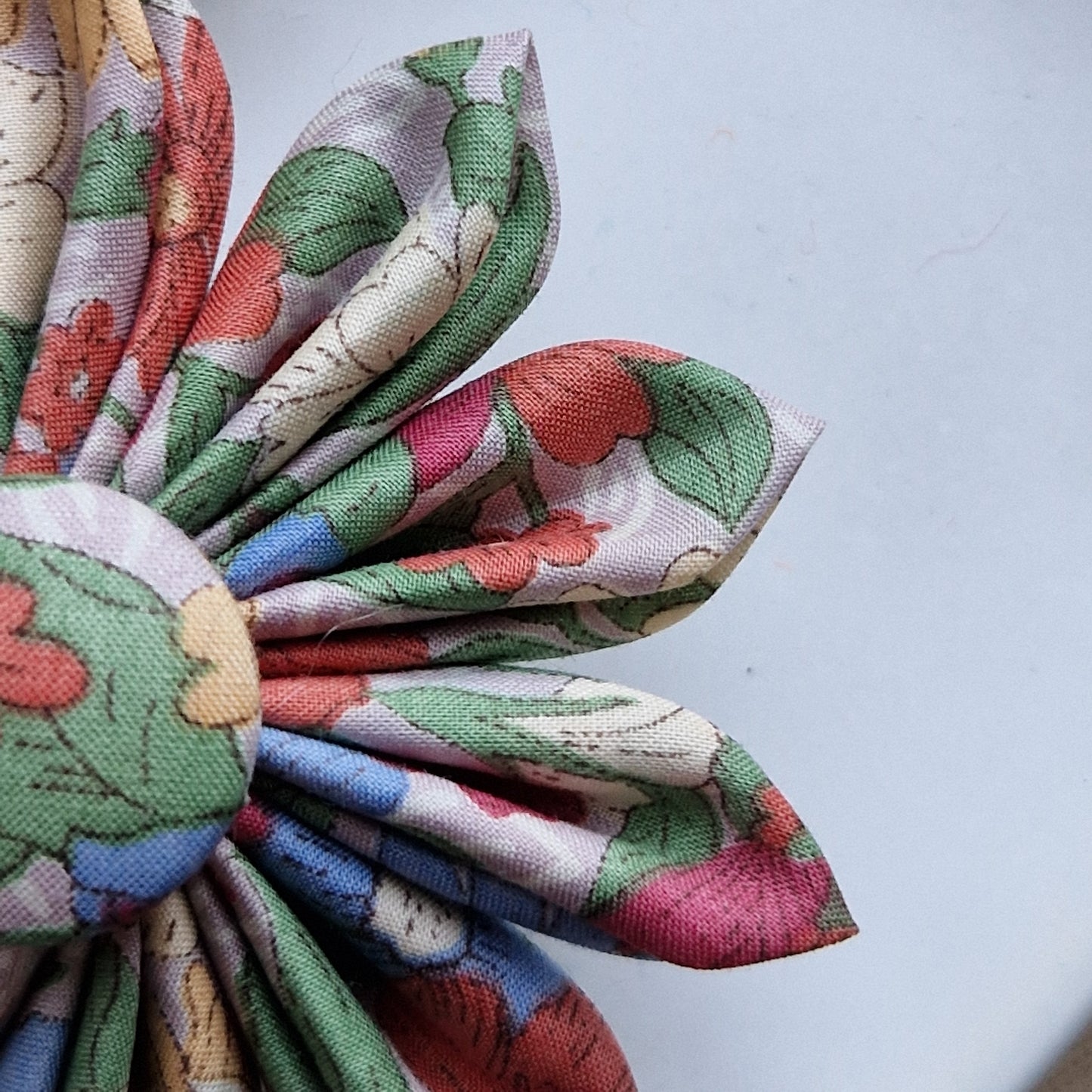 Poppy - Vintage Liberty fabric kanzashi-style flower brooch - multi floral print