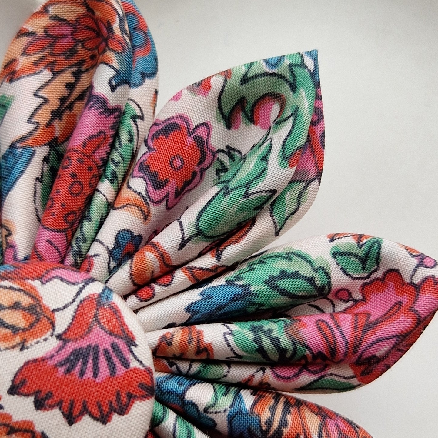 Vintage Liberty fabric kanzashi-style flower hair clip - rose pink floral print