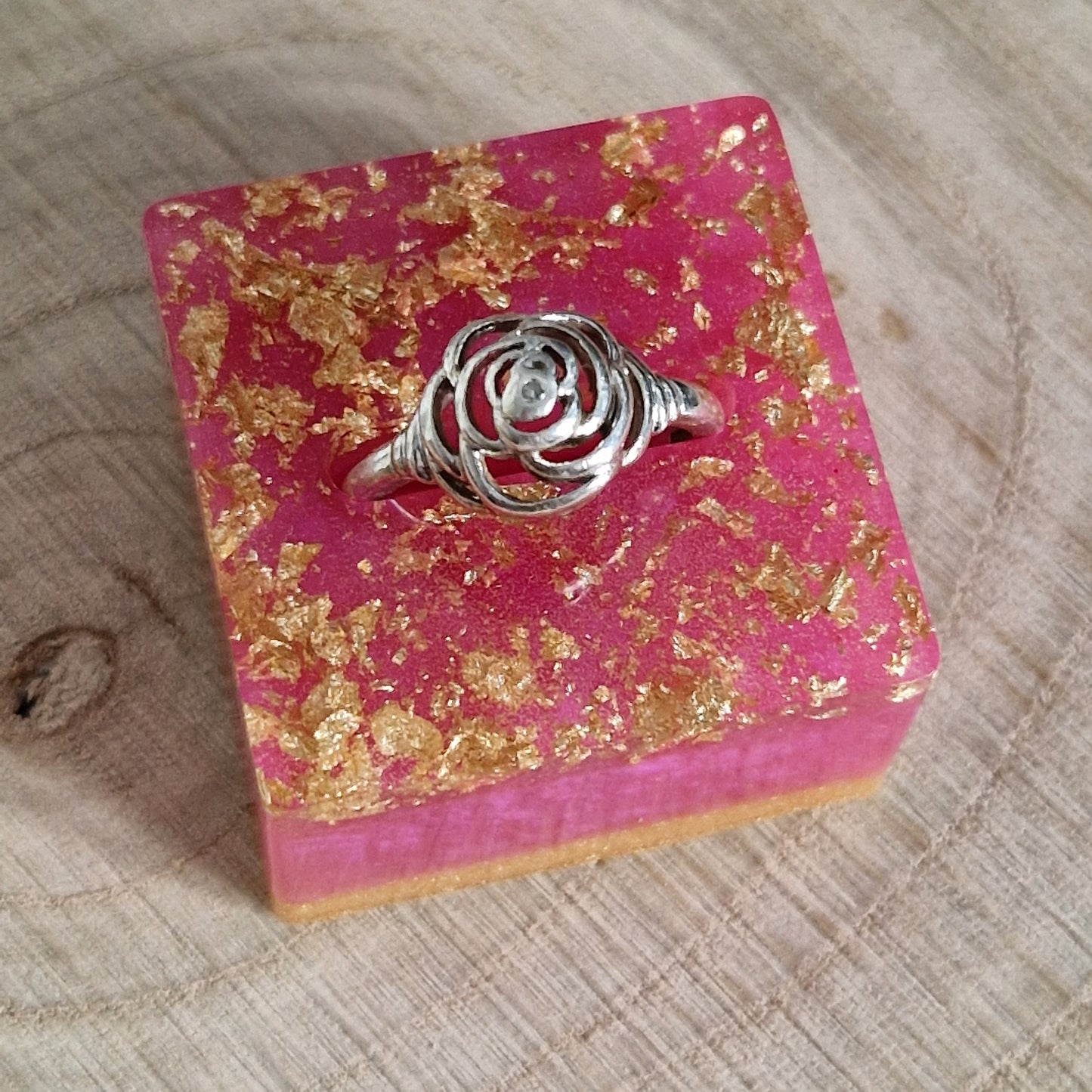 Resin Ring Holder - Hot Pink and Gold