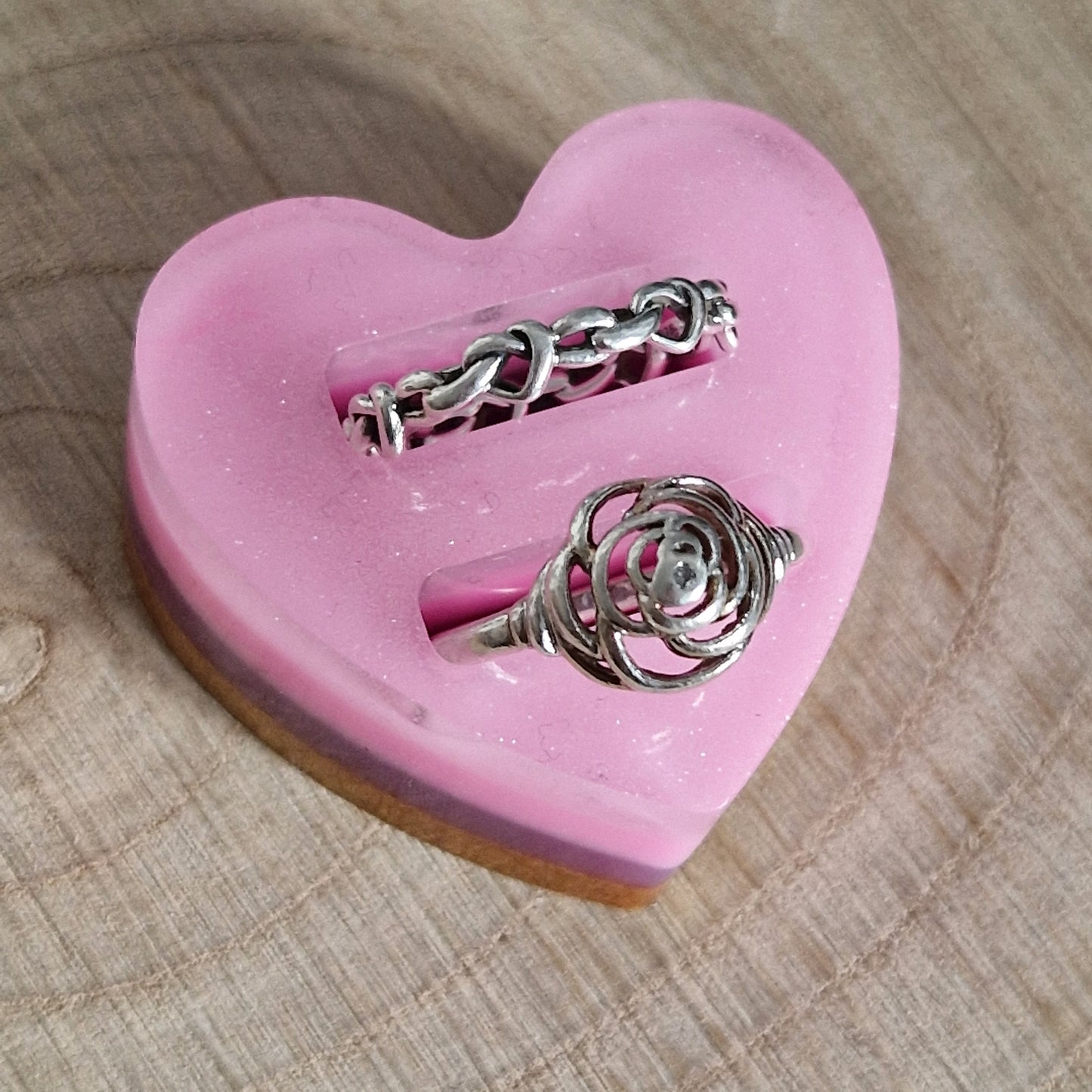 Resin Ring Holder - Pink Purple Heart