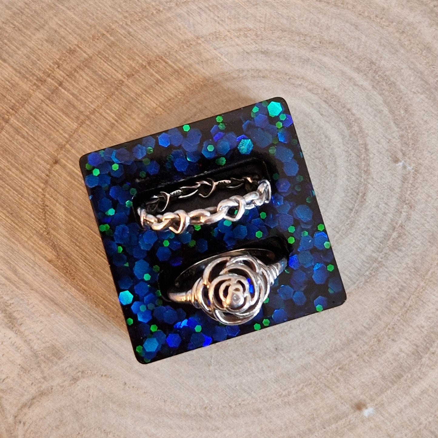 Resin Ring Holder - Sapphire Blue Sparkle
