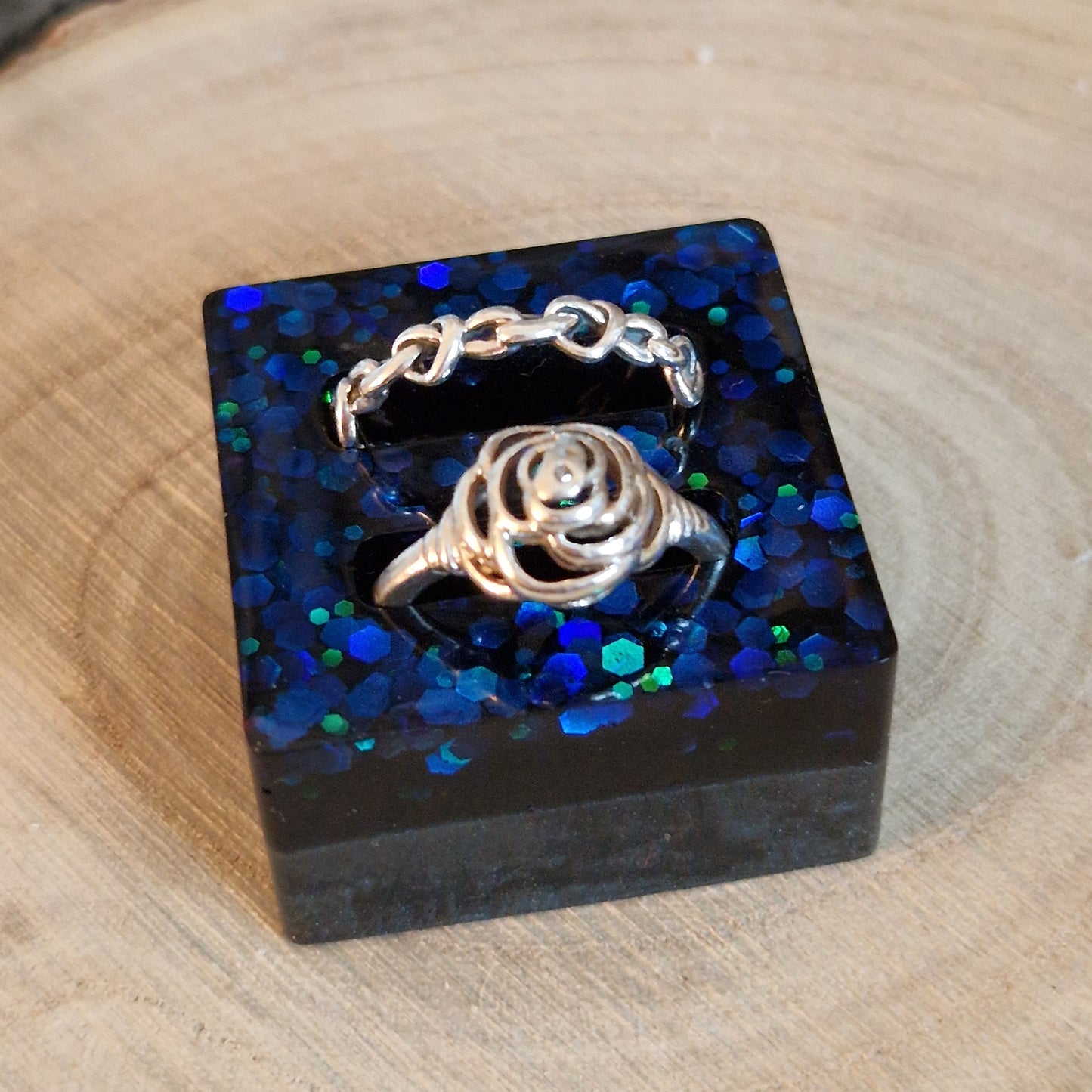 Resin Ring Holder - Sapphire Blue Sparkle