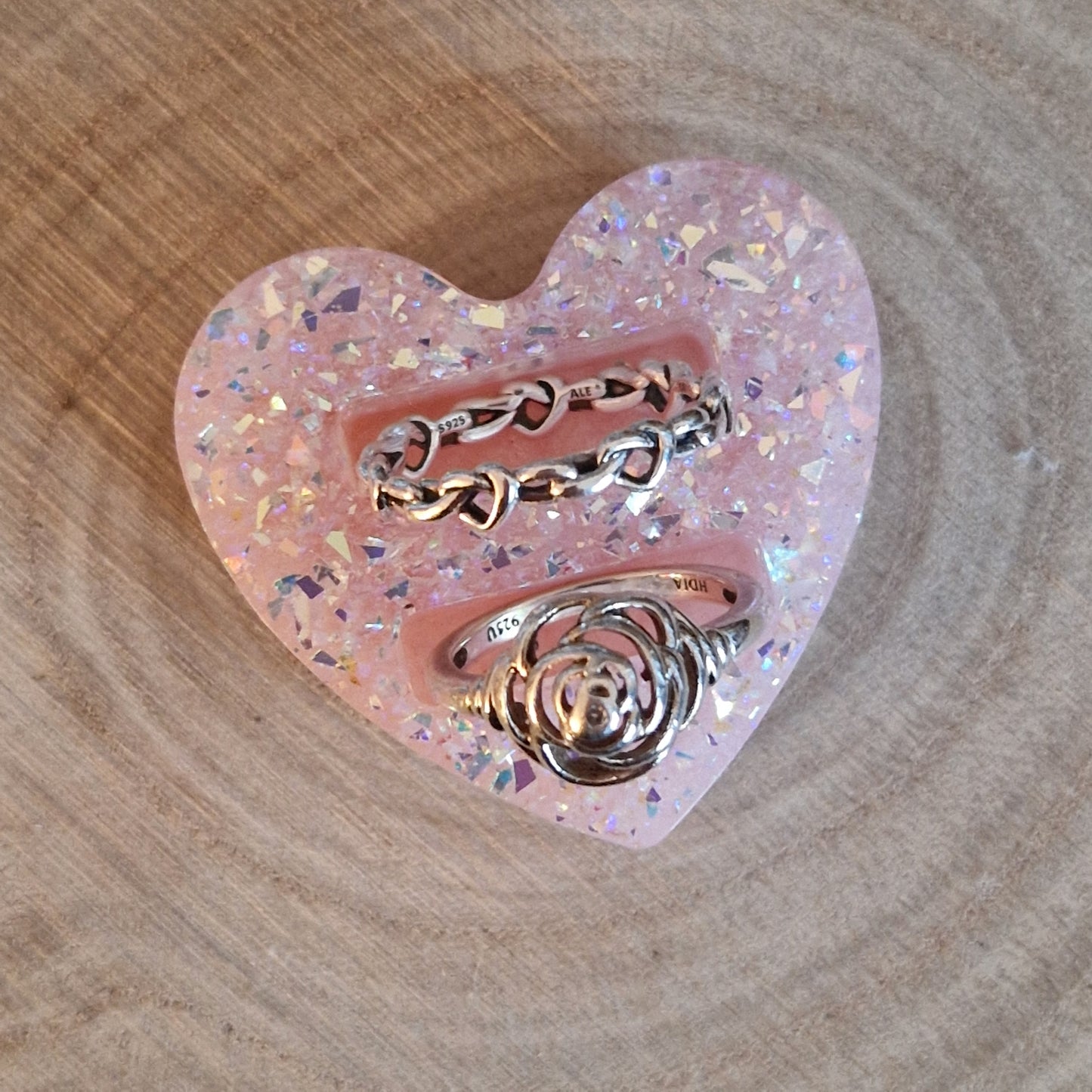 Resin Ring Holder - Baby Pink Sparkle Heart