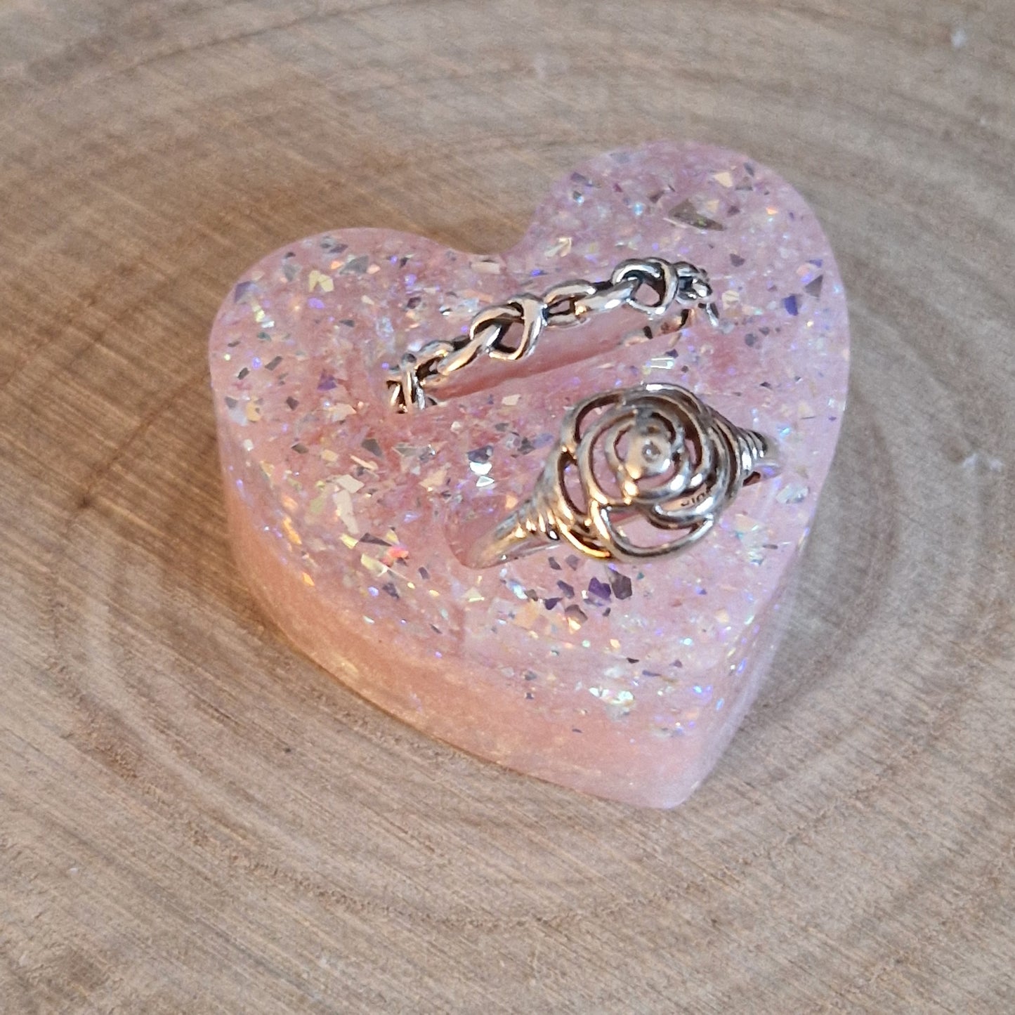 Resin Ring Holder - Baby Pink Sparkle Heart