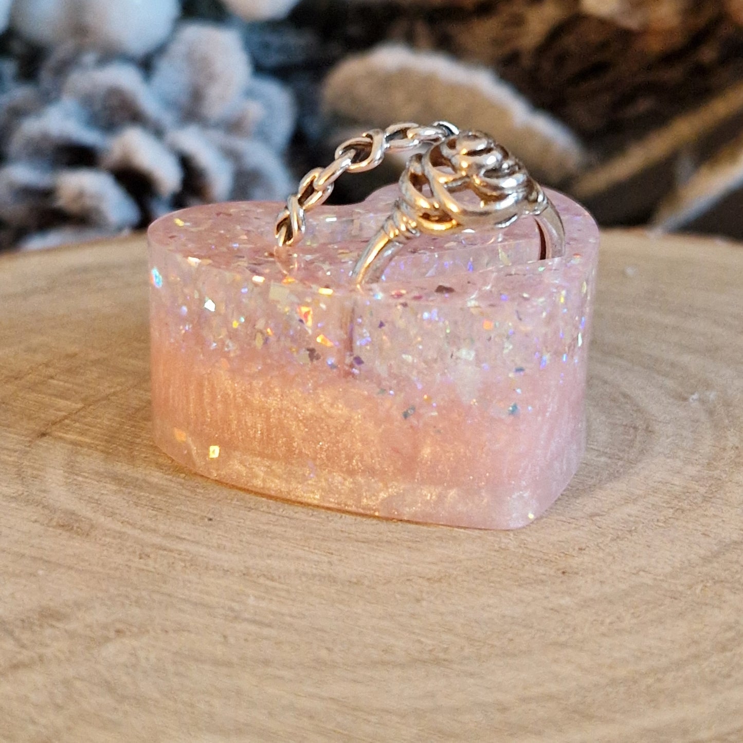 Resin Ring Holder - Baby Pink Sparkle Heart
