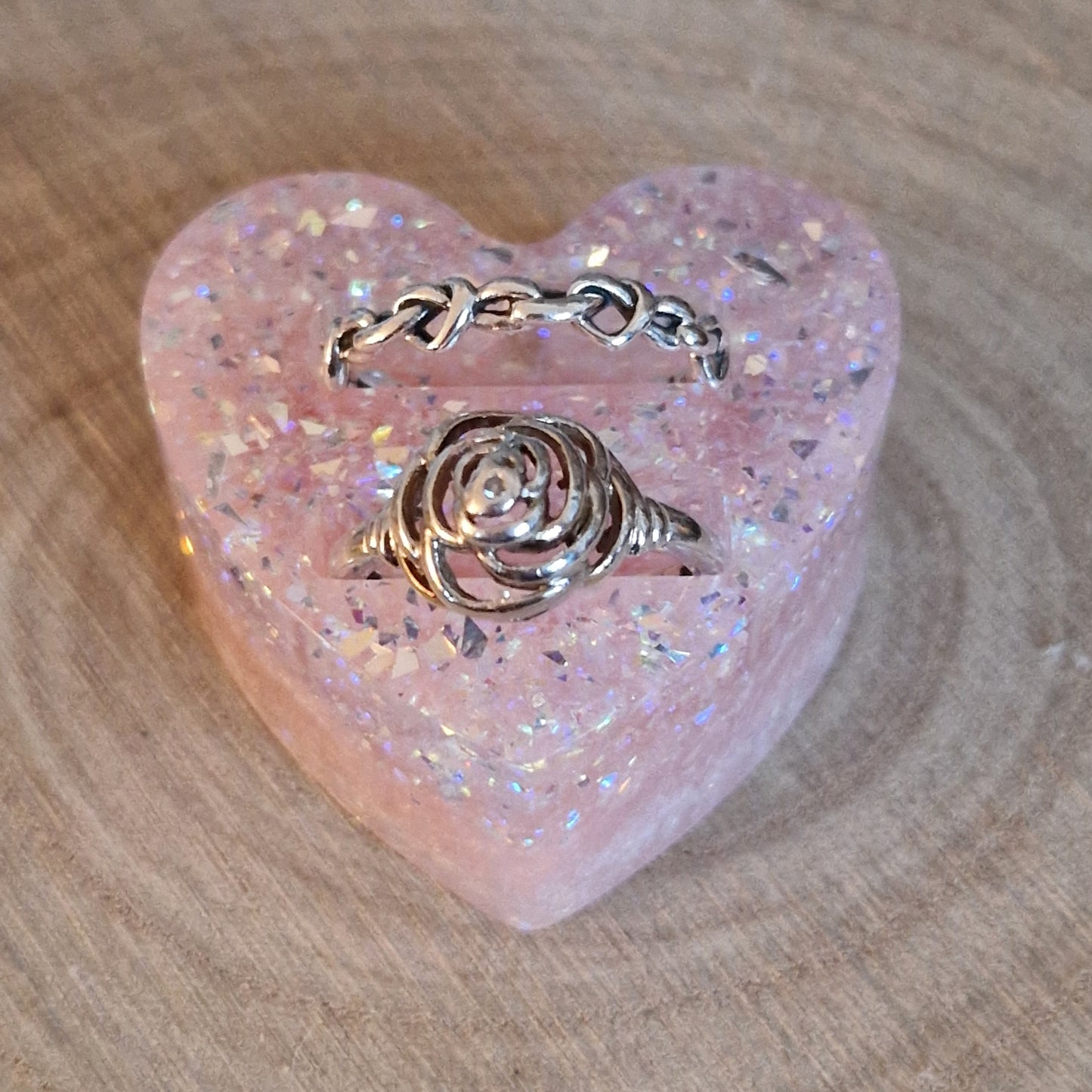 Resin Ring Holder - Baby Pink Sparkle Heart