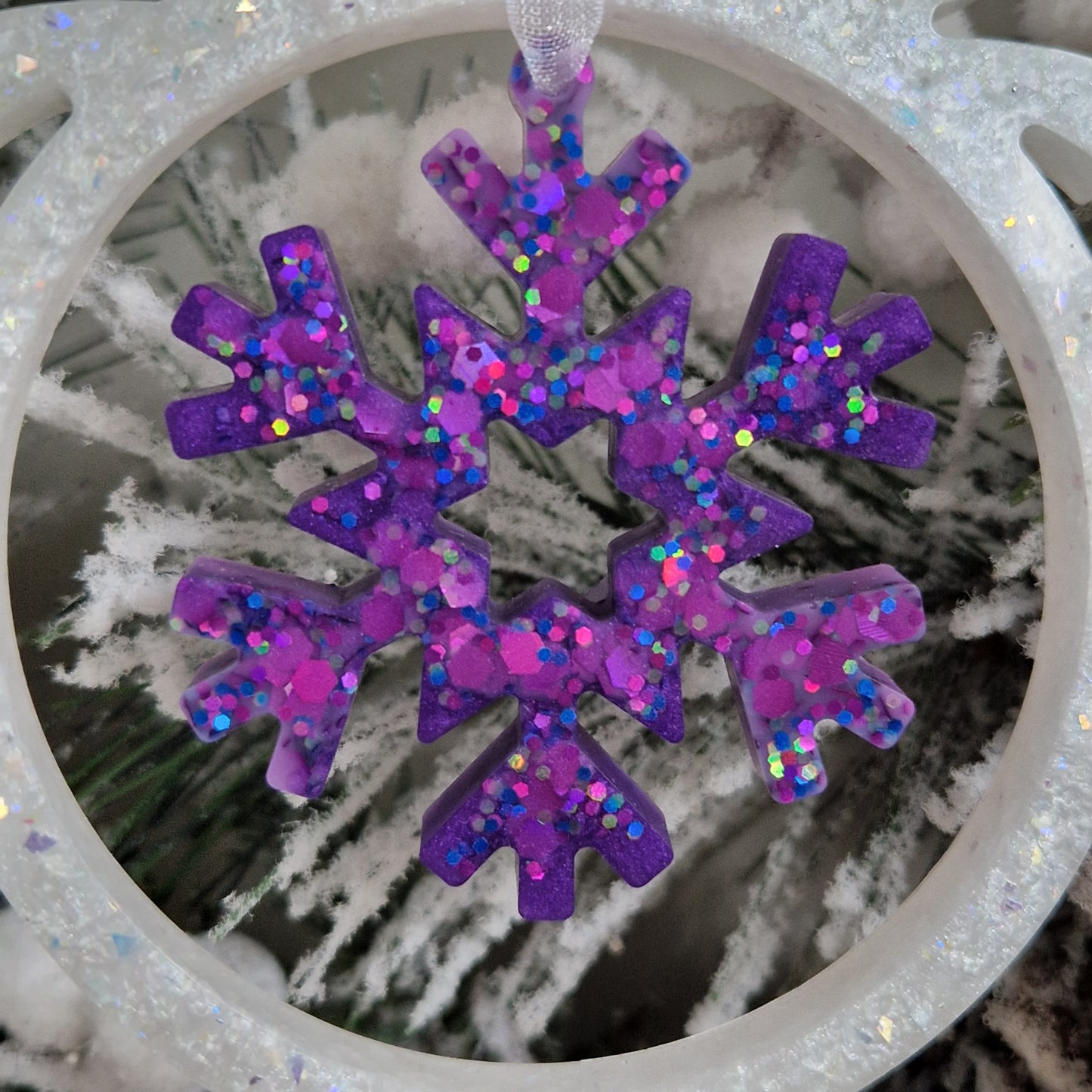 Resin Christmas Bauble Decoration - Purple Snowflake