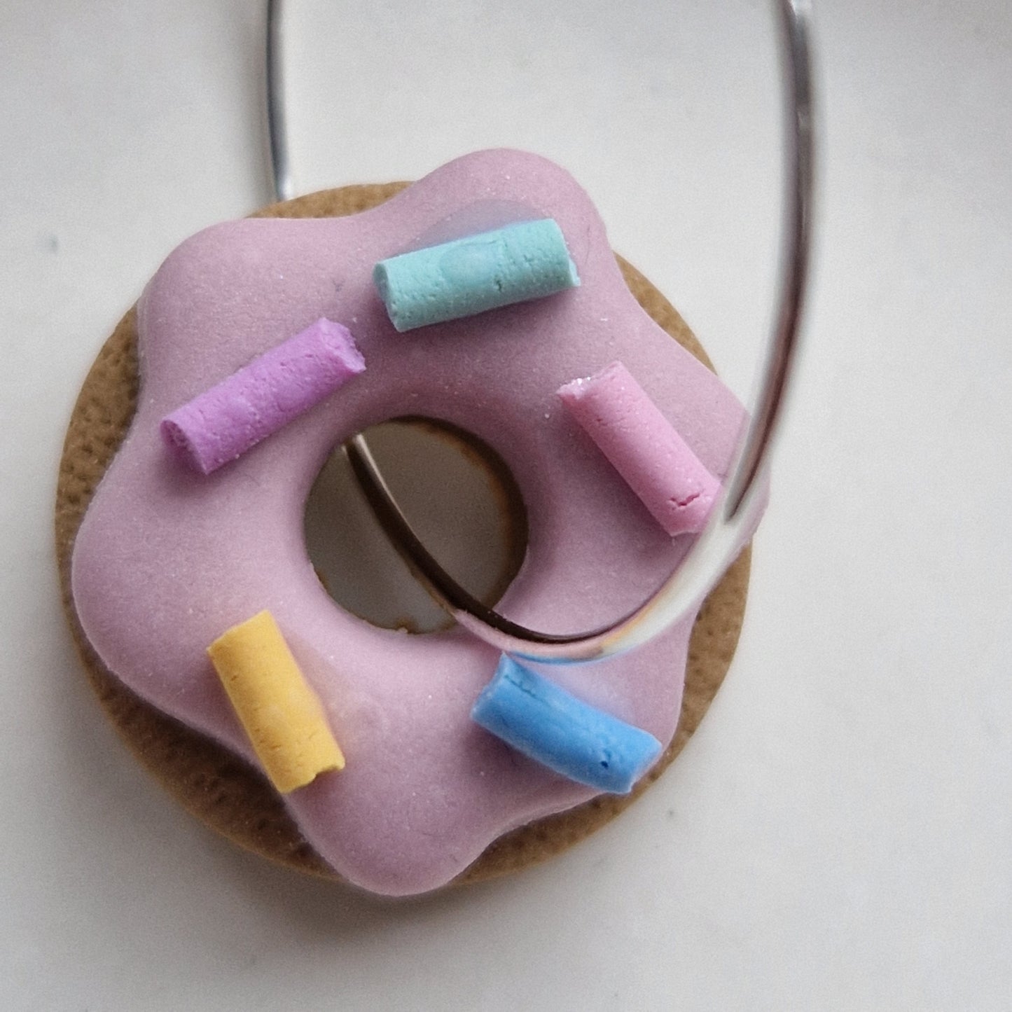 Clay Doughnut Earrings - Lilac Sprinkles