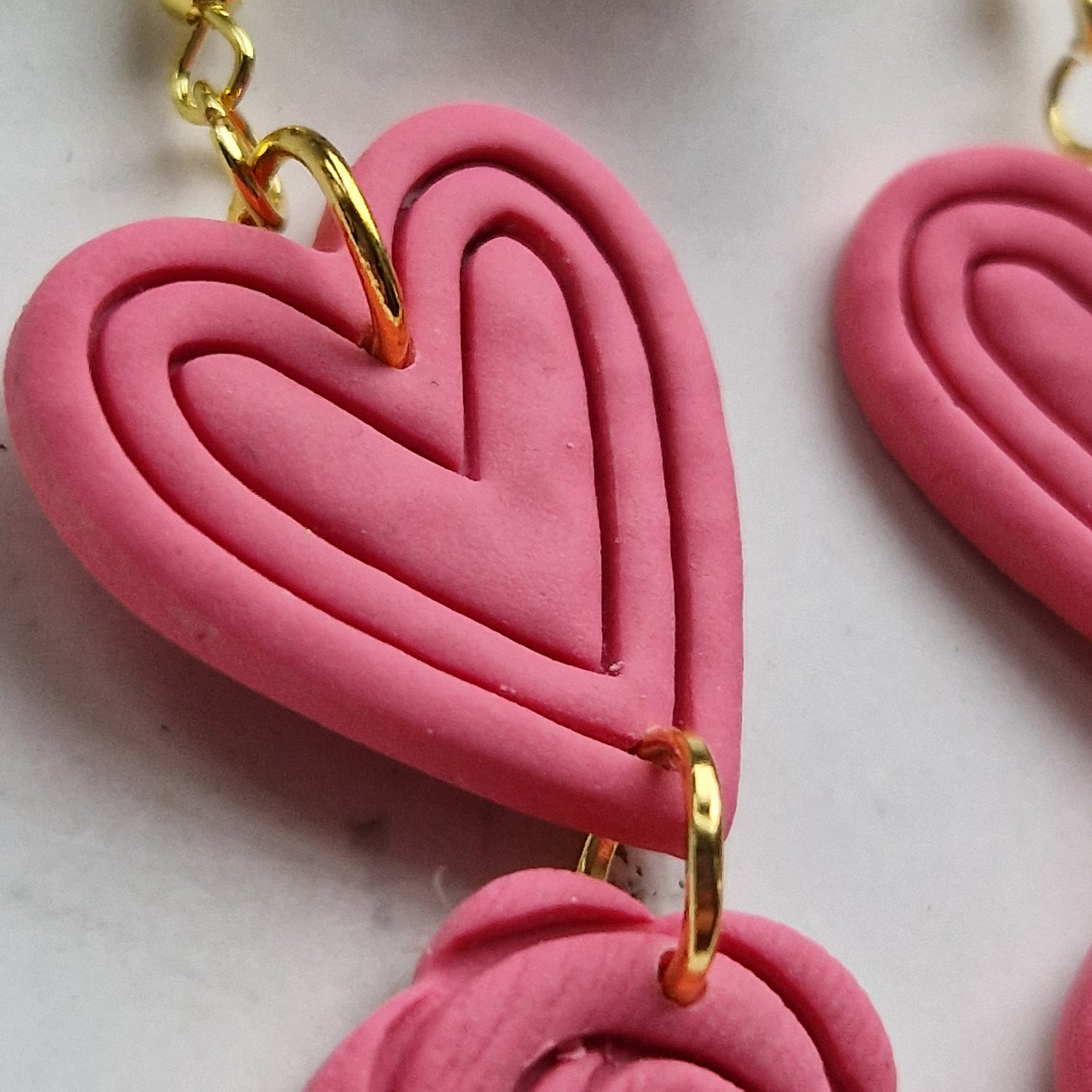 Clay Hearts and Flowers Earrings - Salmon Pink
