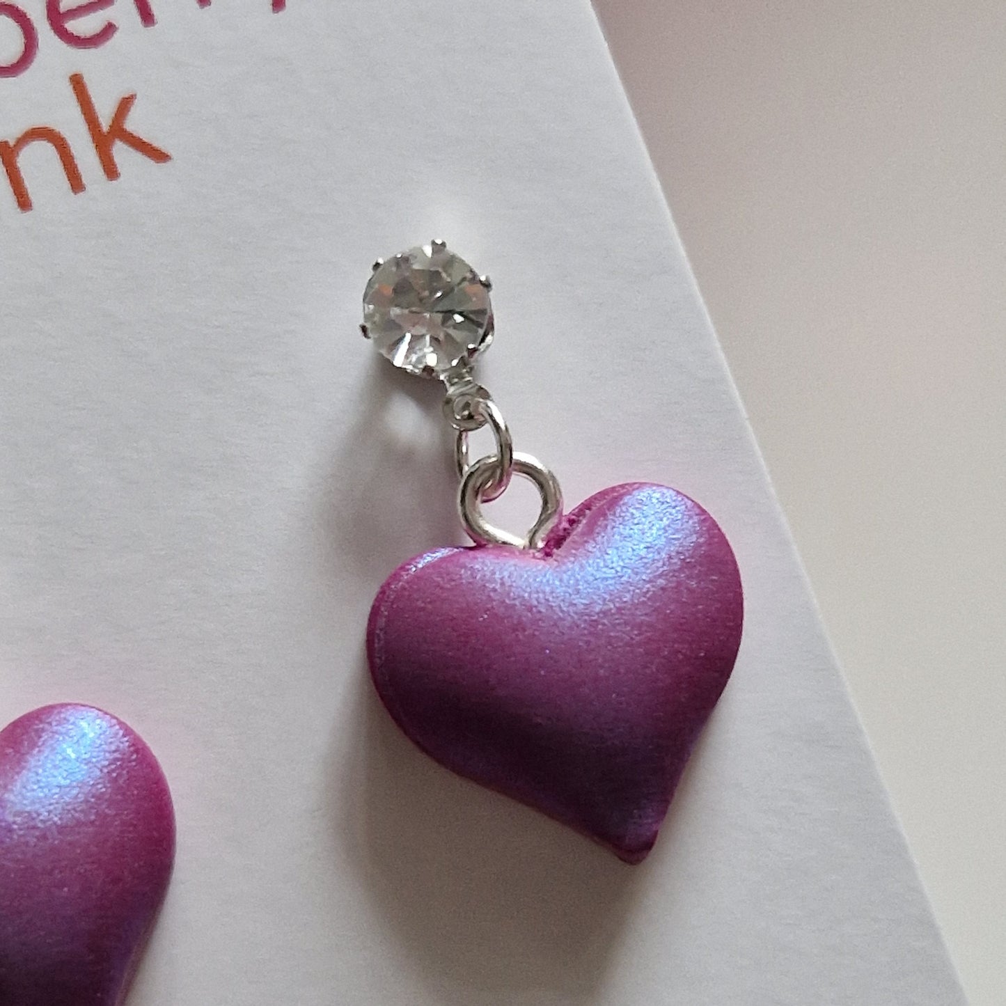 Clay Puffy Heart Earrings - Purple Pearl