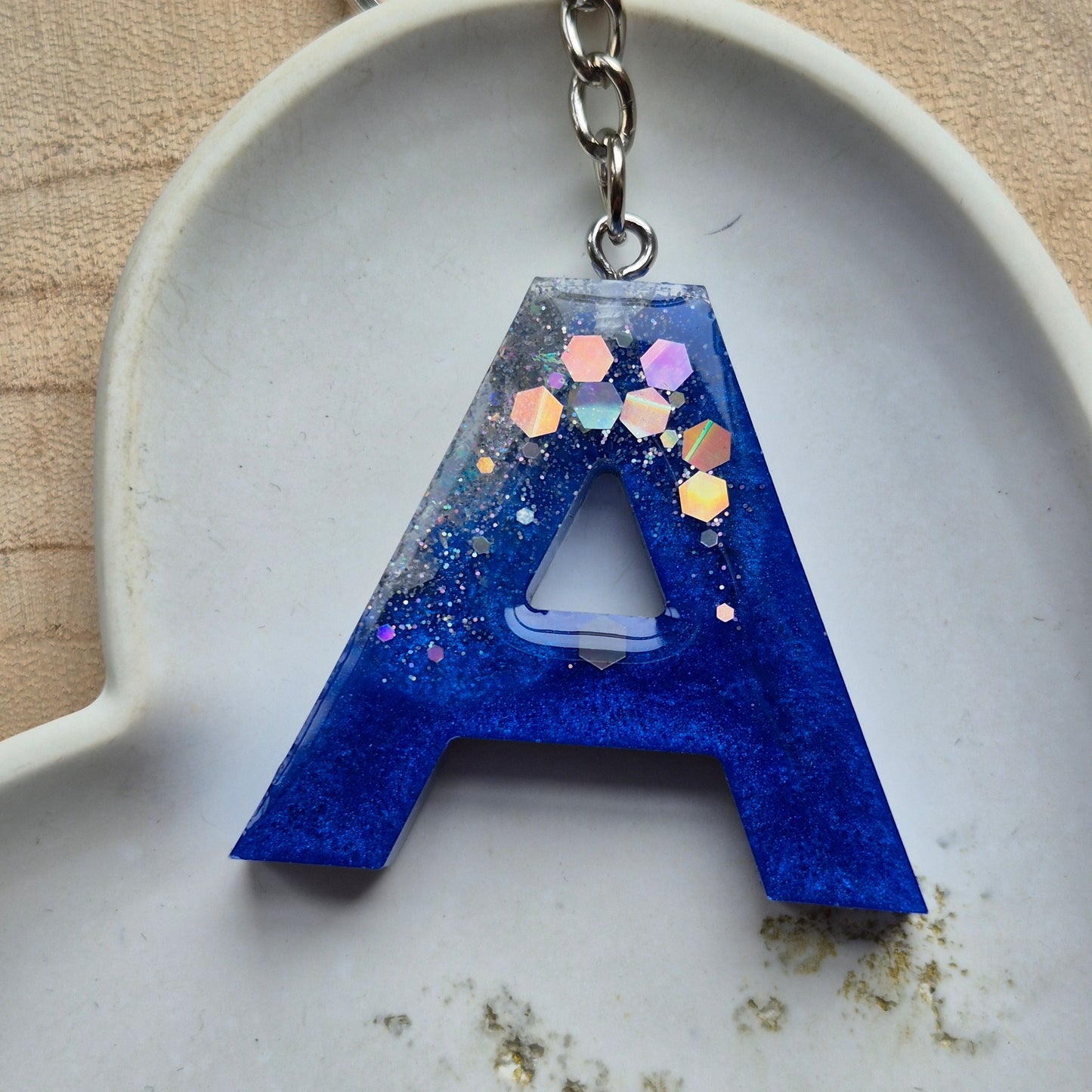 Resin Initial Keyring - Letter A