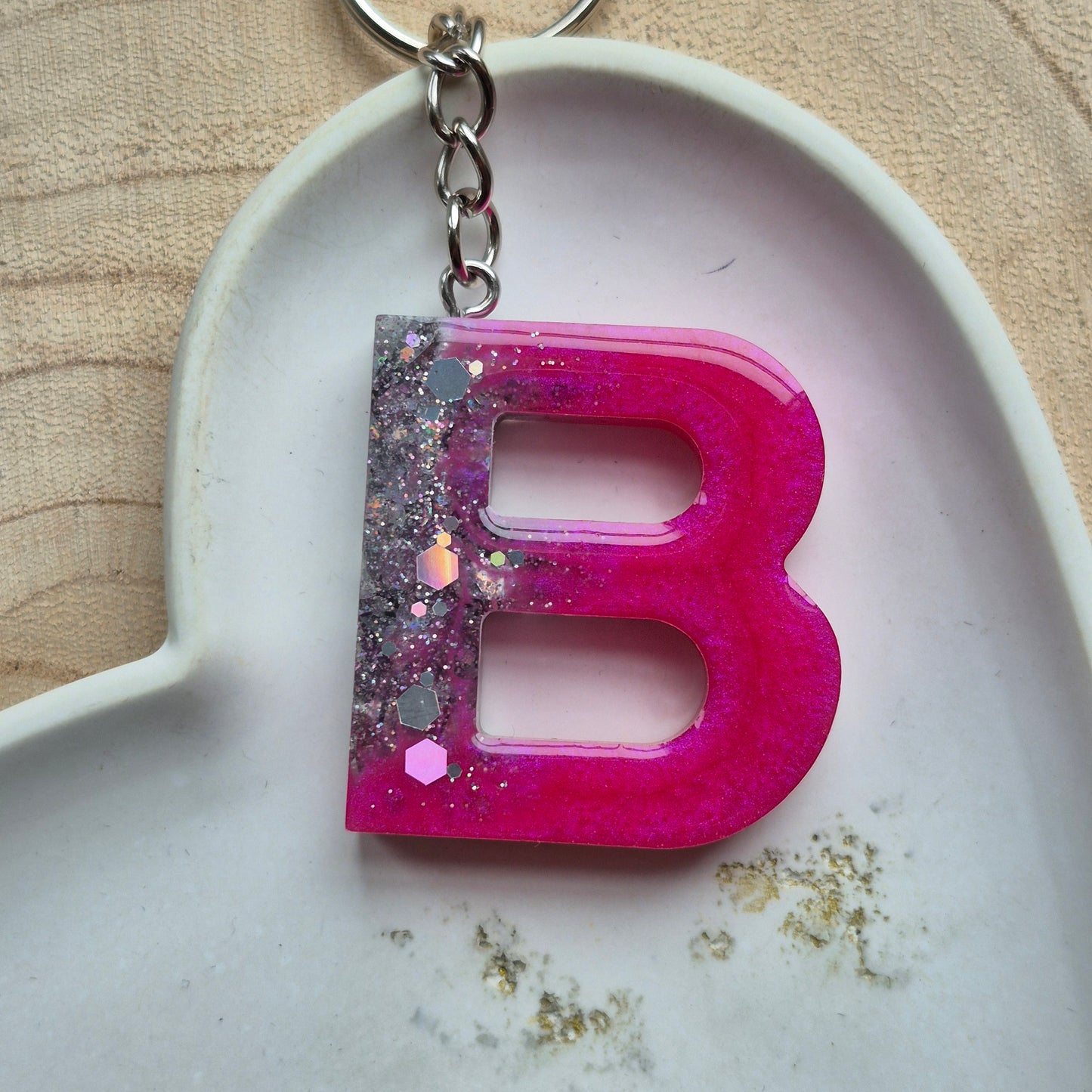 Resin Initial Keyring - Letter B
