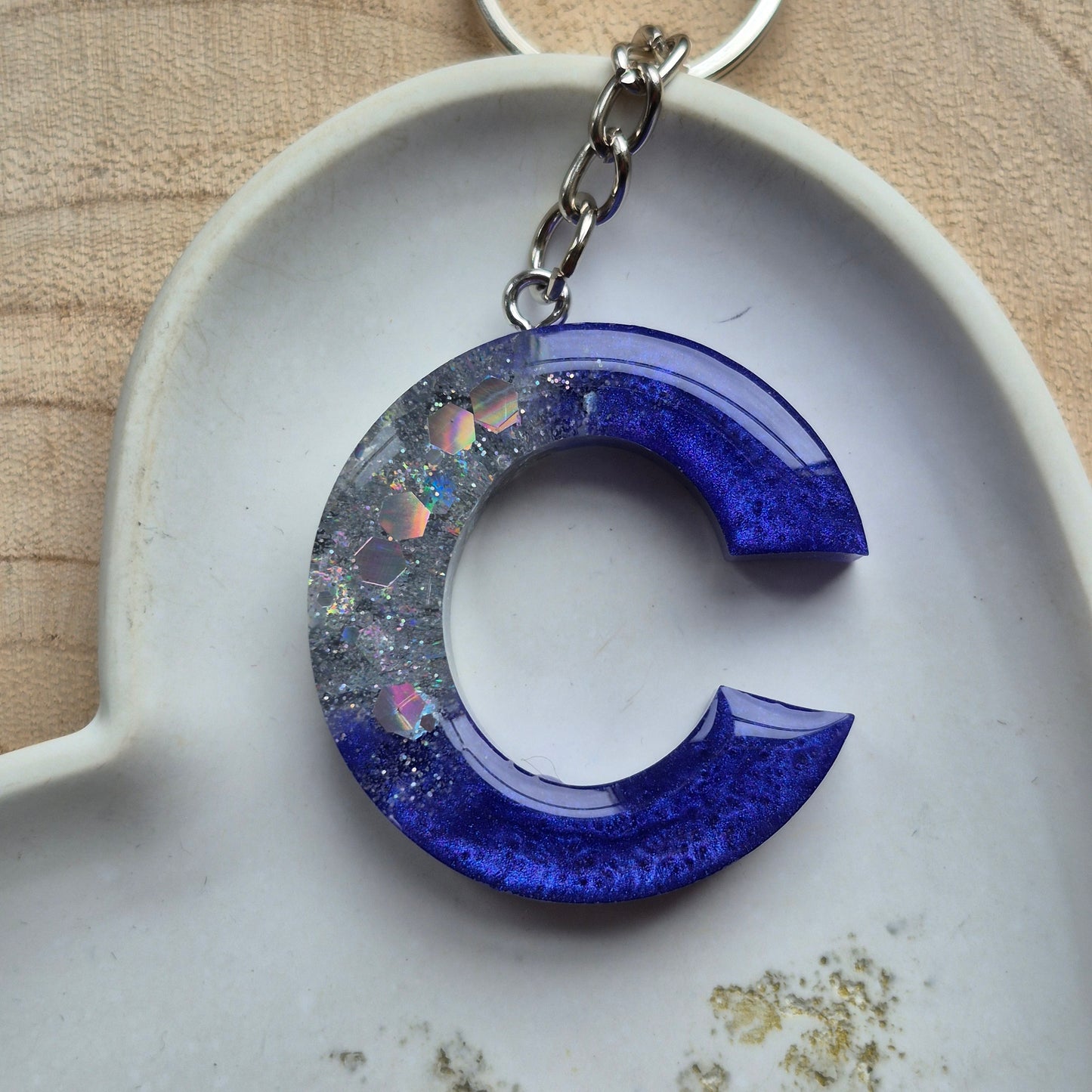 Resin Initial Keyring - Letter C
