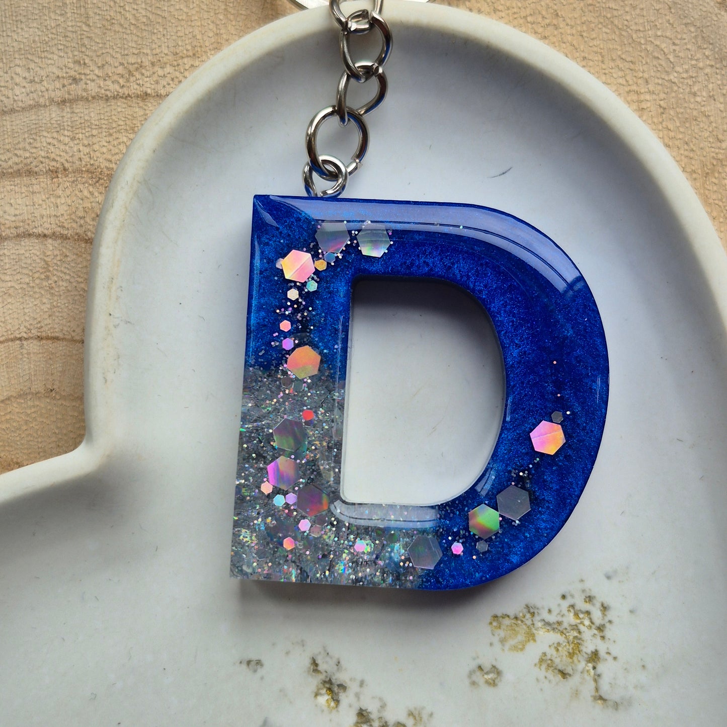 Resin Initial Keyring - Letter D