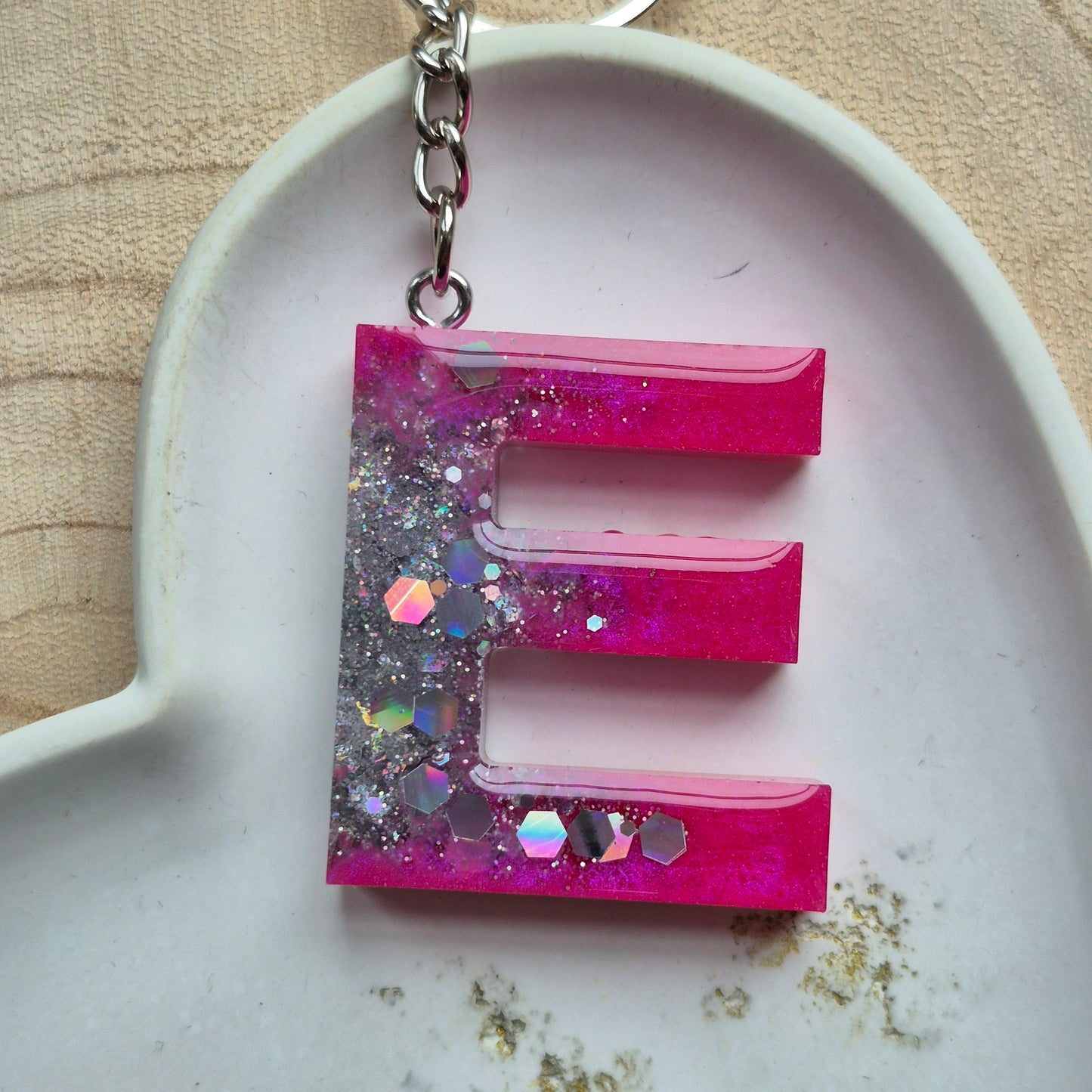 Resin Initial Keyring - Letter E