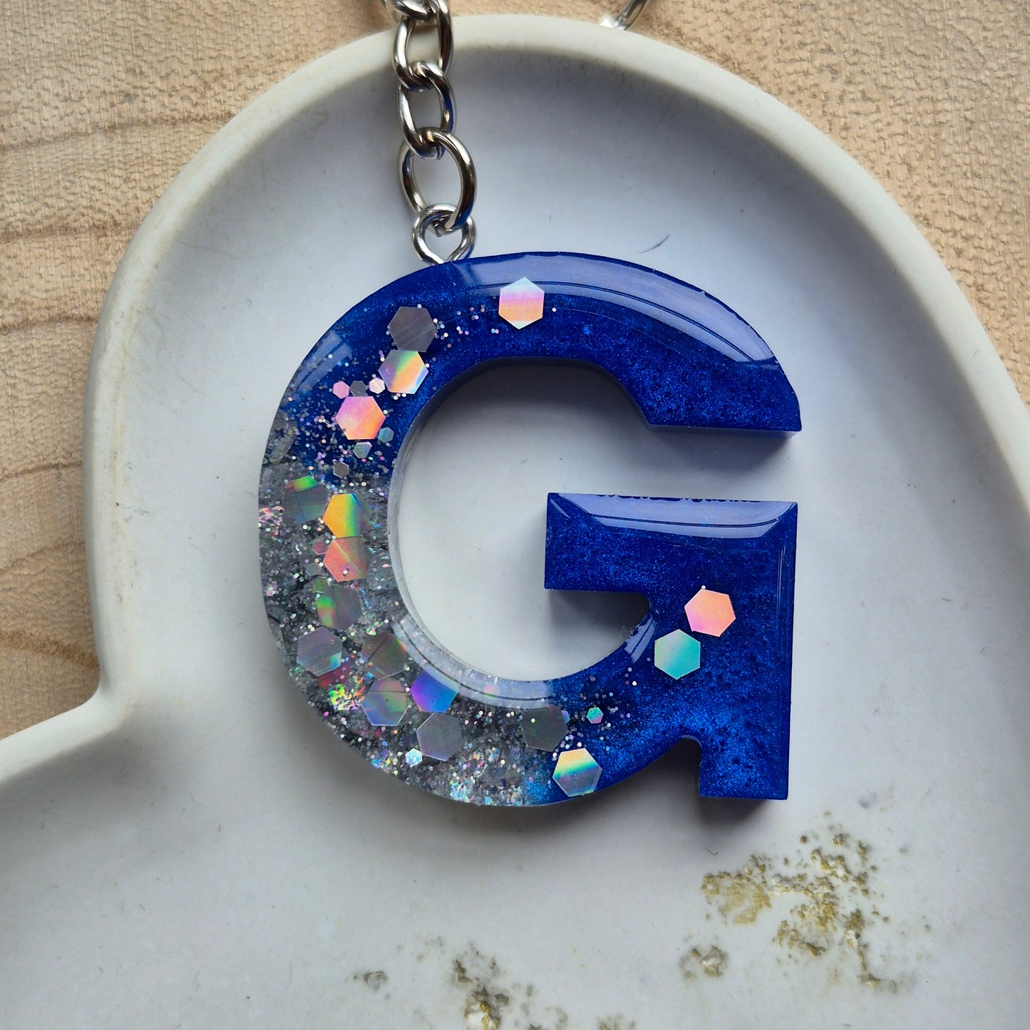 Resin Initial Keyring - Letter G