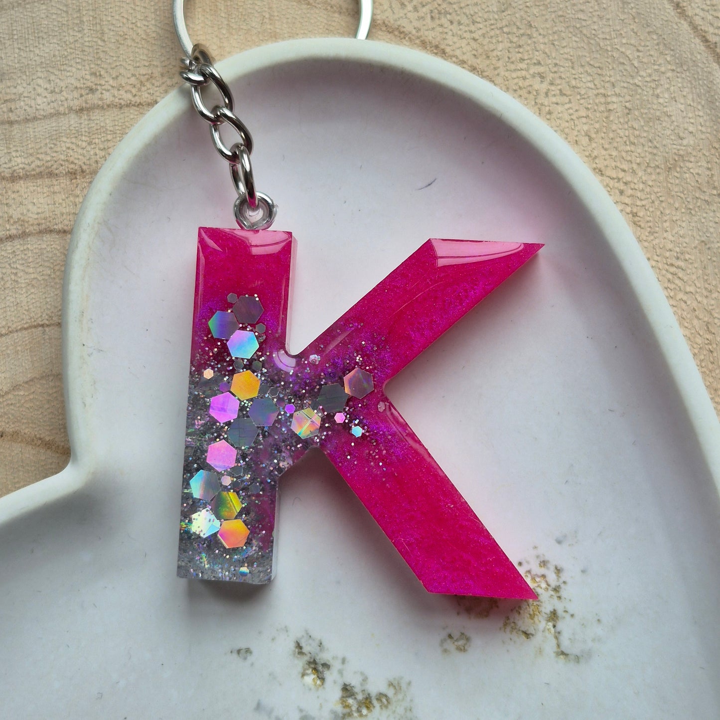 Resin Initial Keyring - Letter K