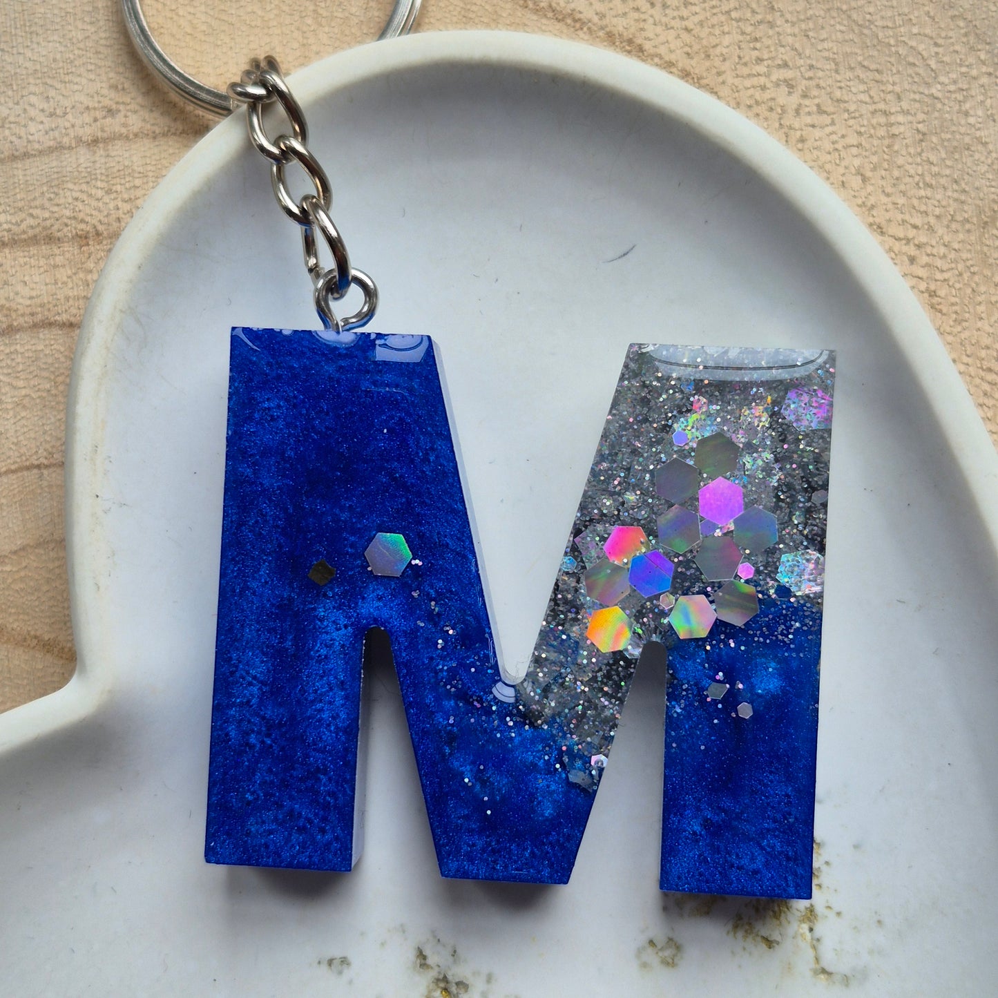Resin Initial Keyring - Letter M