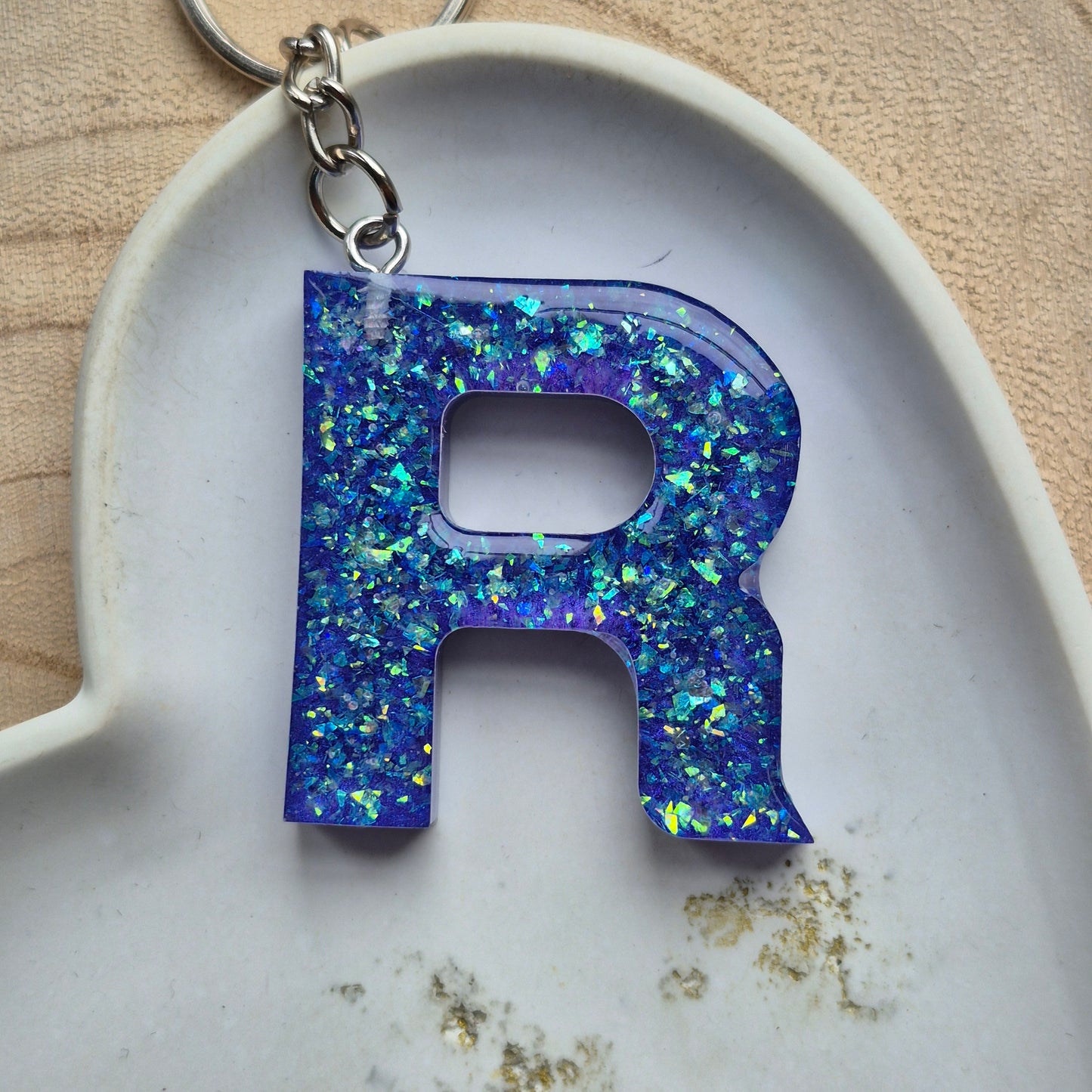 Resin Initial Keyring - Letter R