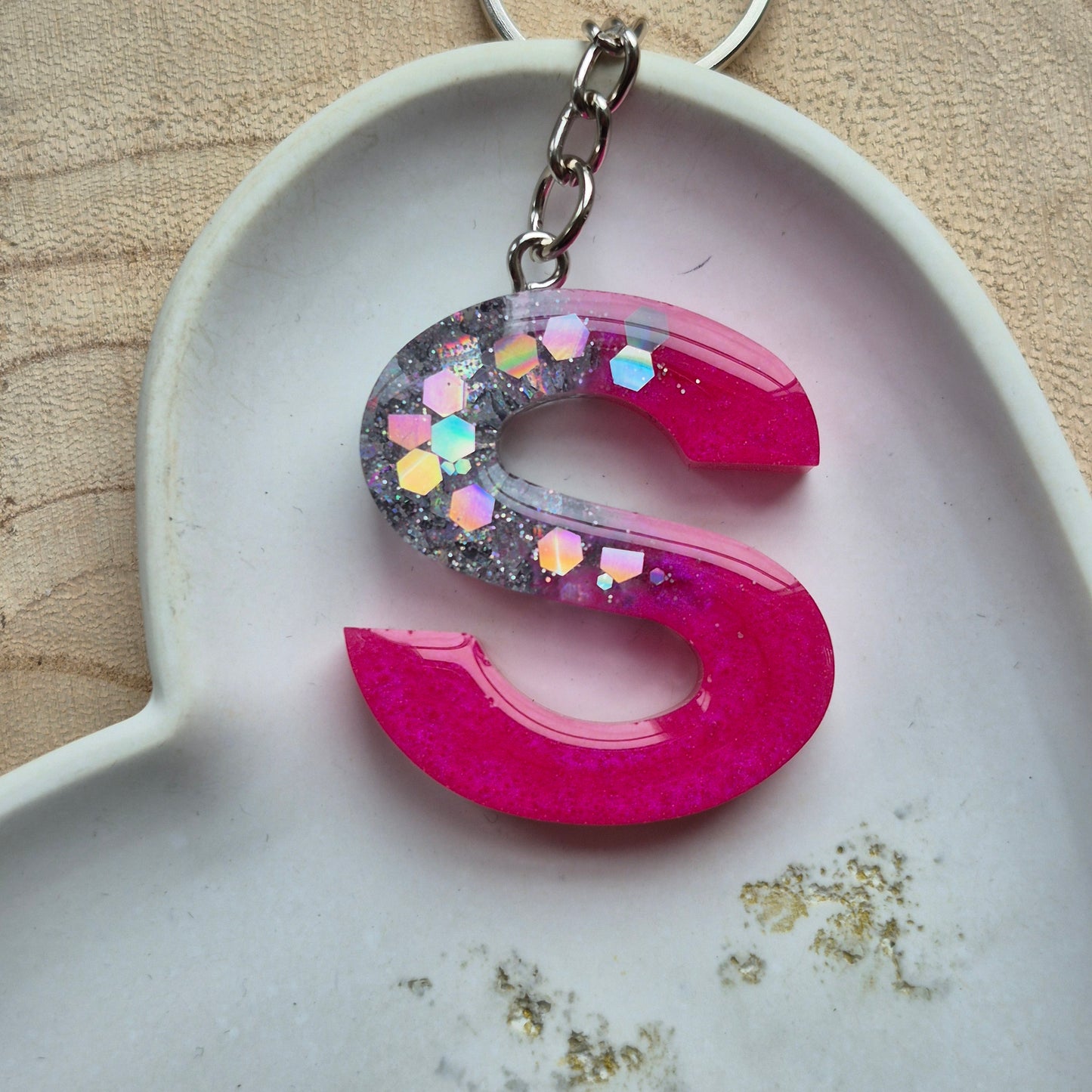Resin Initial Keyring - Letter S