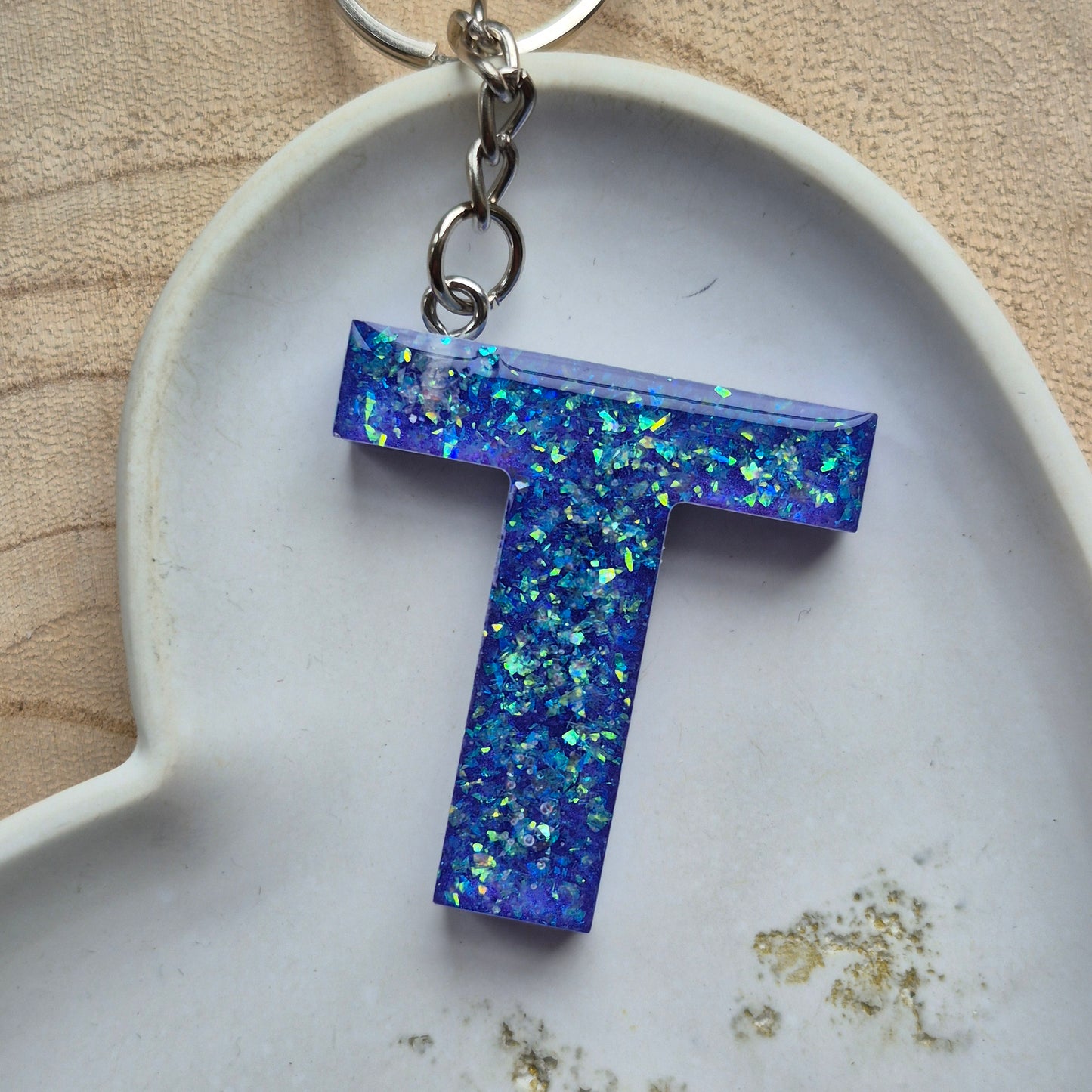 Resin Initial Keyring - Letter T