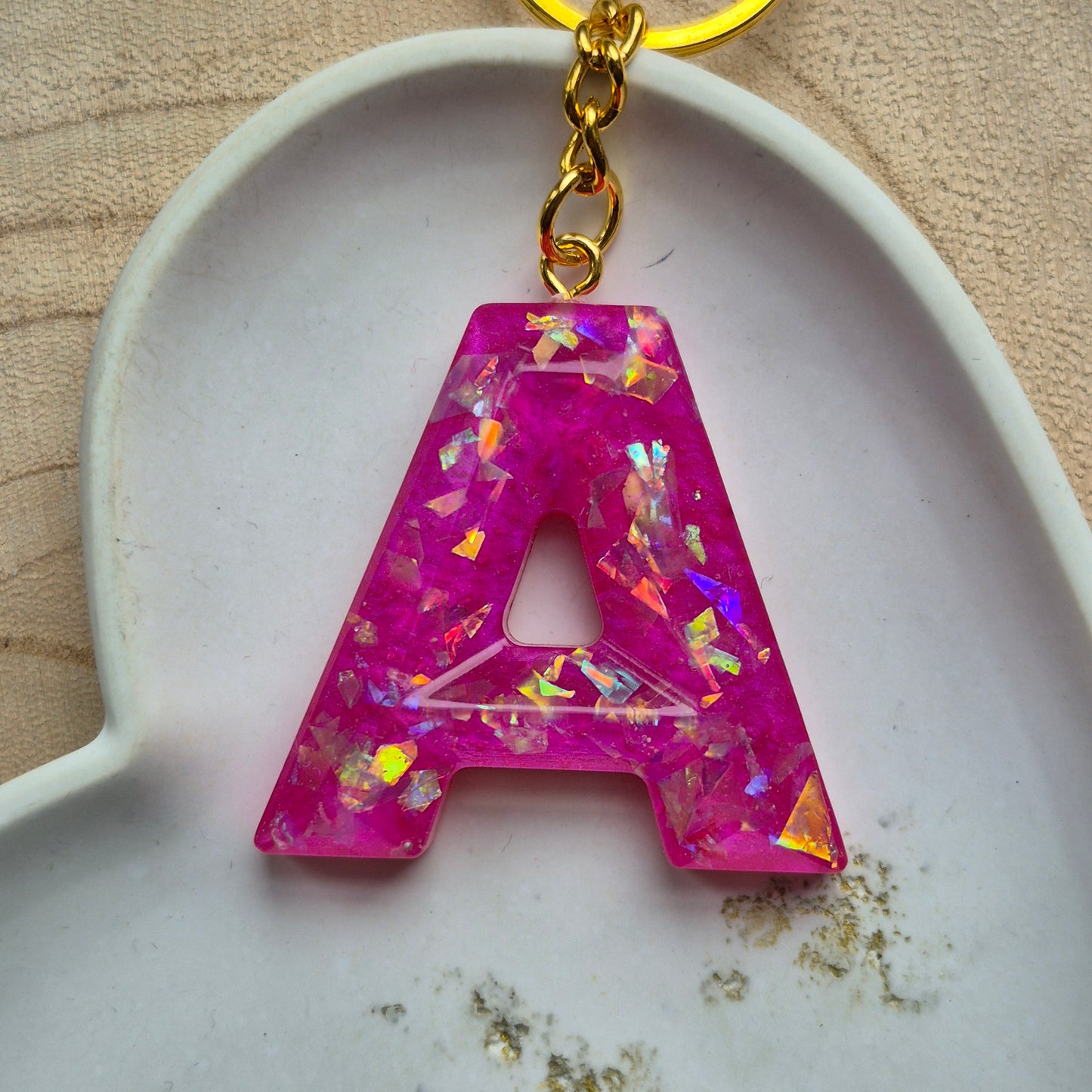 Resin Faceted Initial Keyring - Letter A