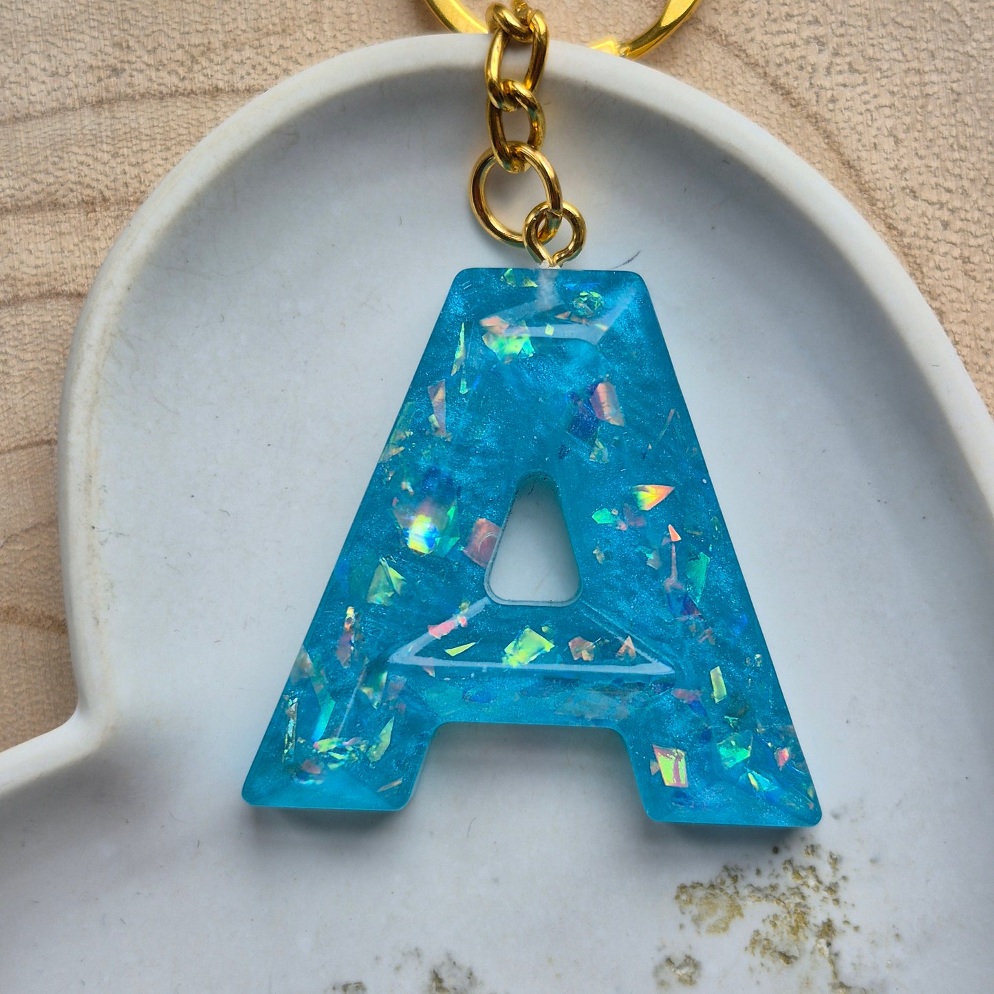 Resin Faceted Initial Keyring - Letter A