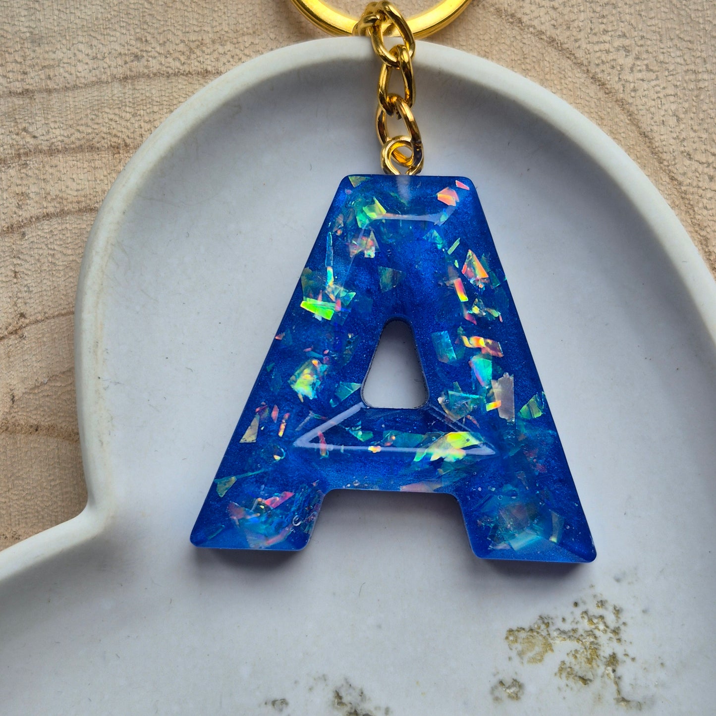 Resin Faceted Initial Keyring - Letter A